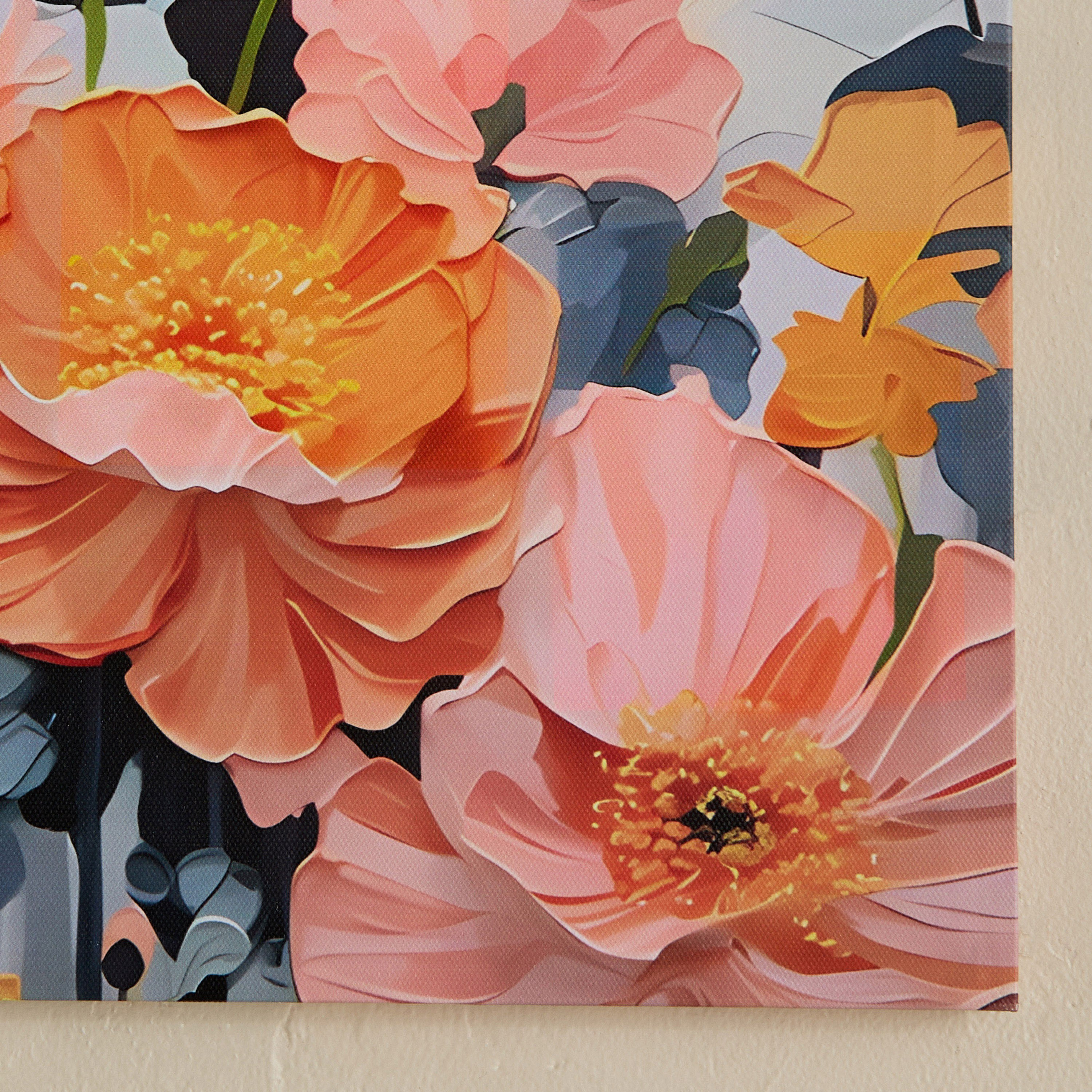 Elmer Onyx Canvas Printed Peony Flowers Framed Picture - 40x40x1.8 cm-hbxhomeware-hbxdecorandfurnishings-image-3