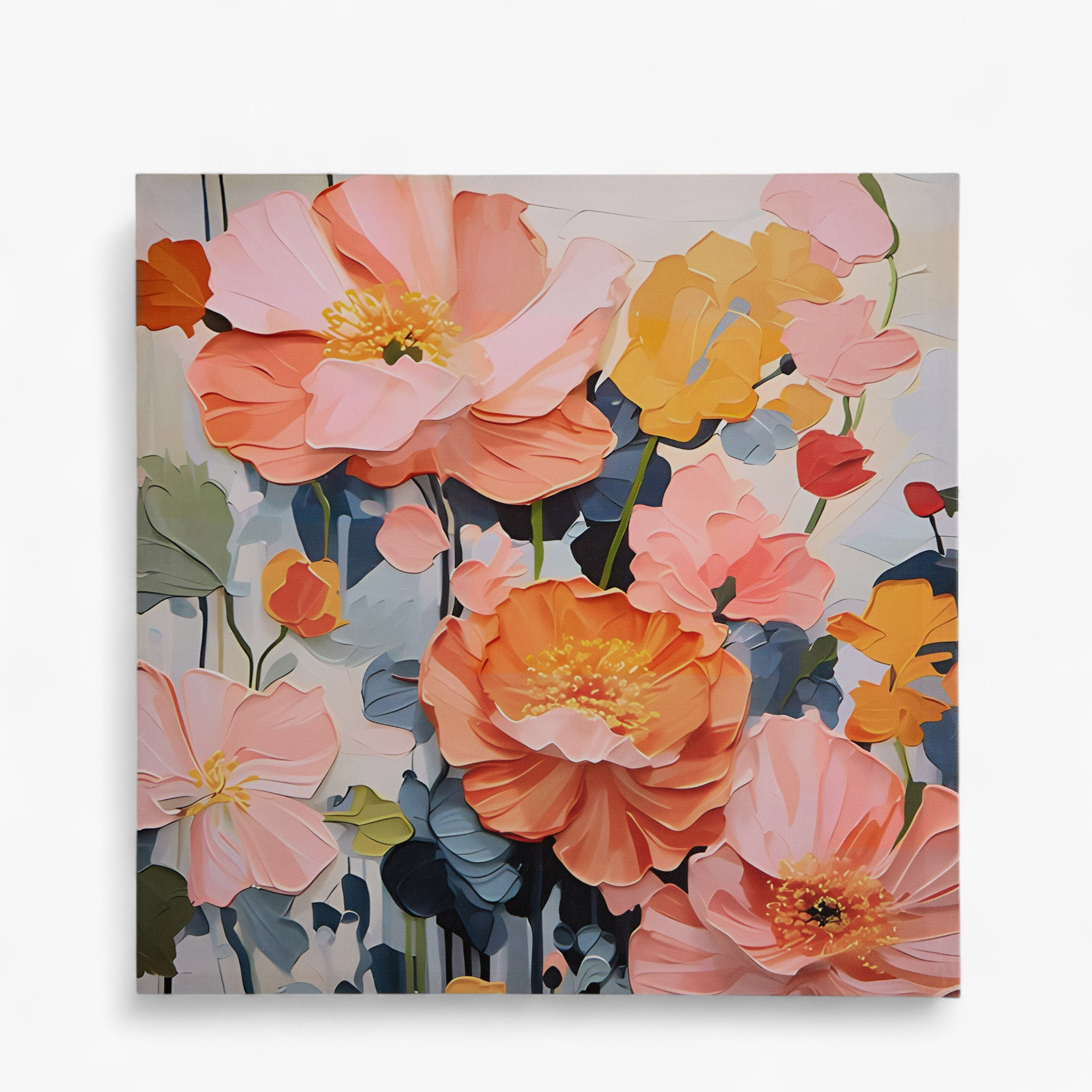 Elmer Onyx Canvas Printed Peony Flowers Framed Picture - 40x40x1.8 cm-hbxhomeware-hbxdecorandfurnishings-image-5