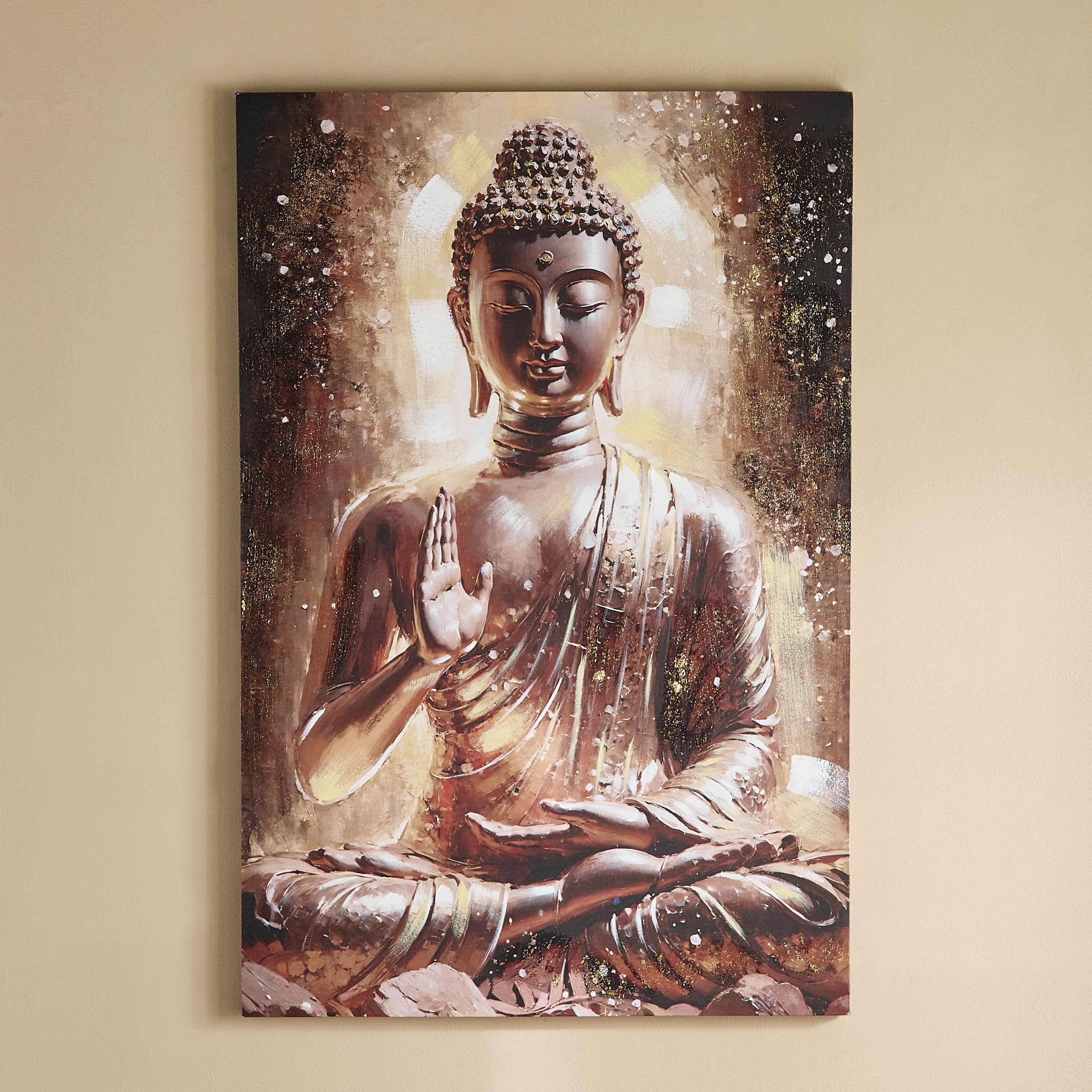 زينة حائط بطبعات تمثال بوذا مع طلاء يدوي بنسبة 40% من أونيكس - 80×3×120 سم-hbxhomeware-hbxdecorandfurnishings-image-1