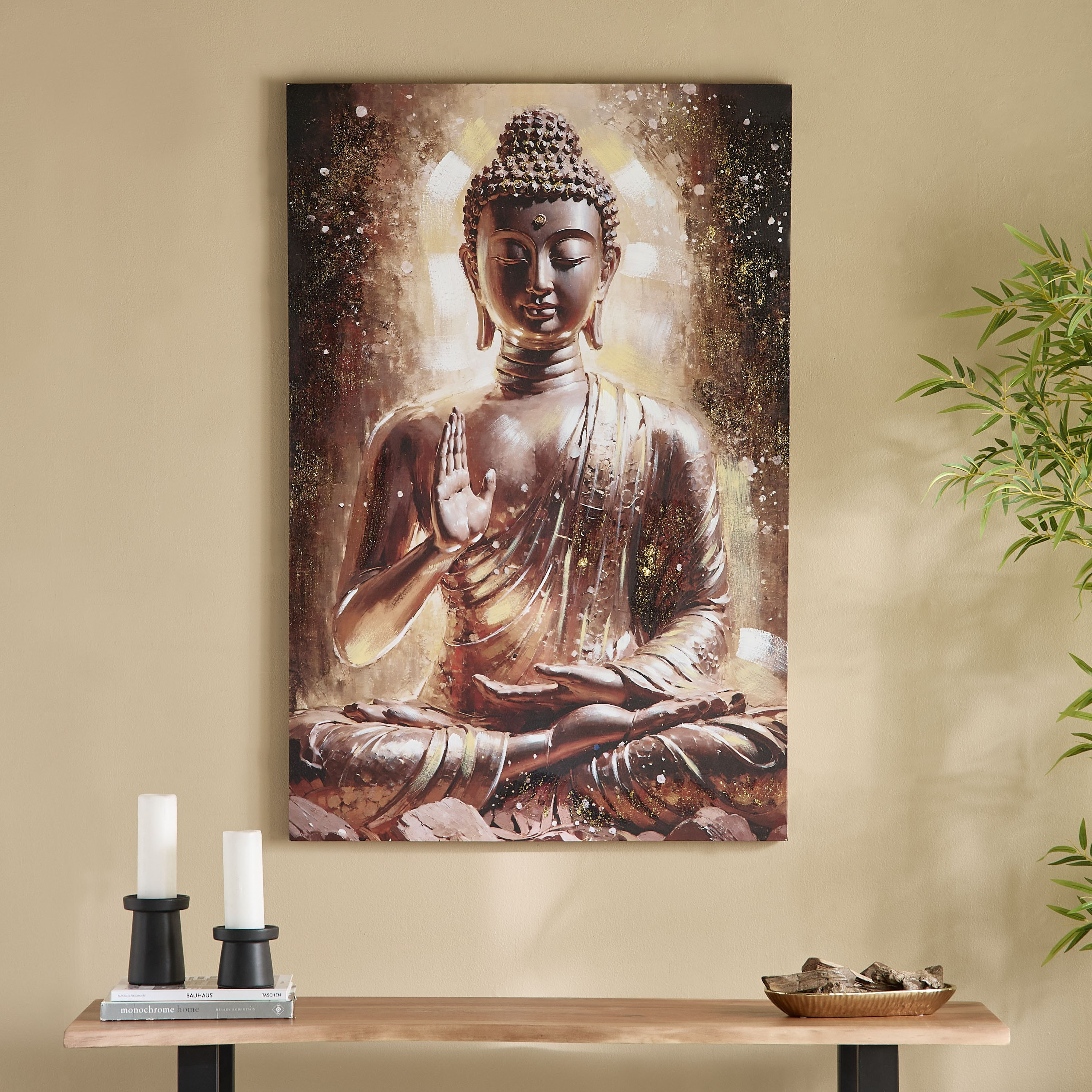 زينة حائط بطبعات تمثال بوذا مع طلاء يدوي بنسبة 40% من أونيكس - 80×3×120 سم-hbxhomeware-hbxdecorandfurnishings-image-4