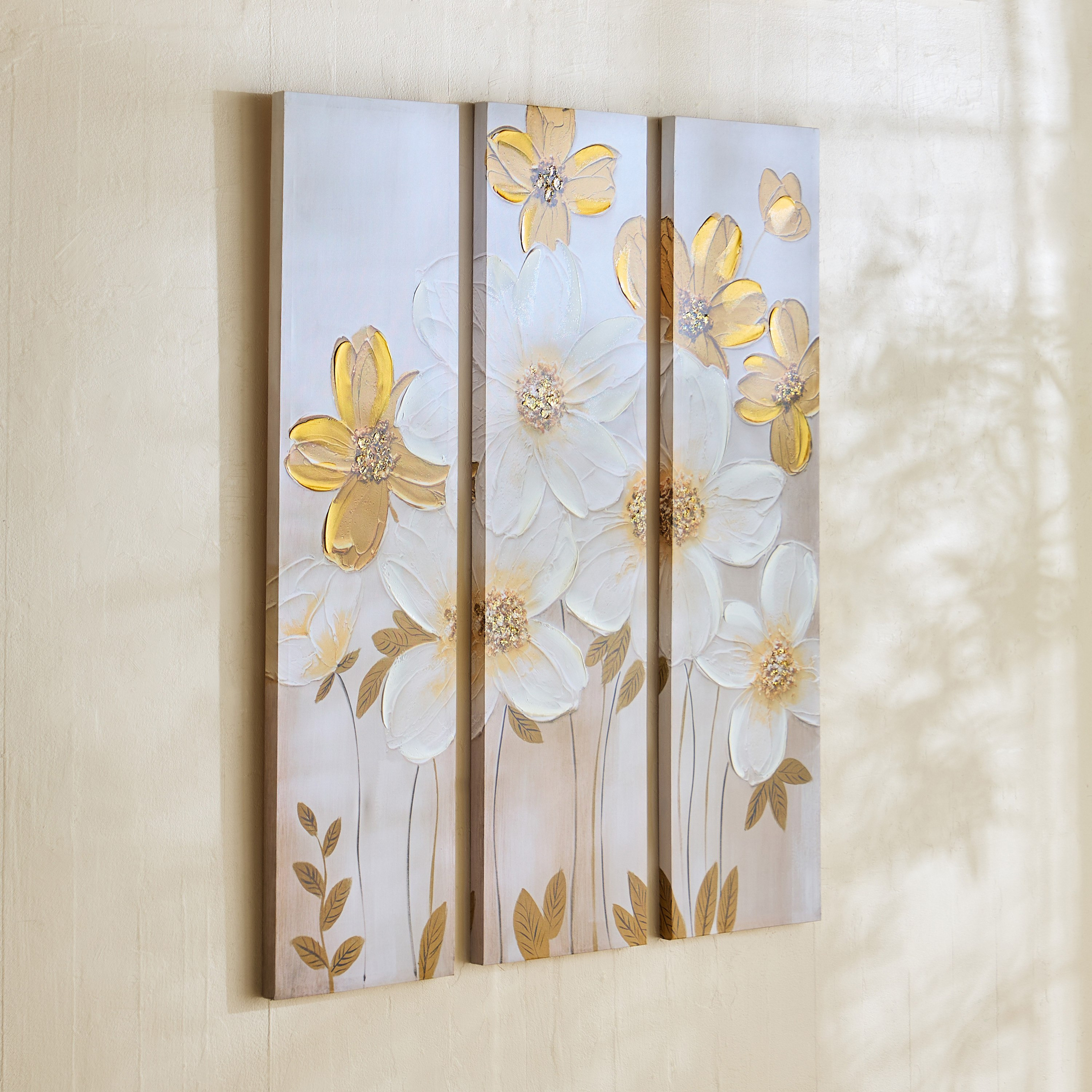 Onyx 3-Piece Flowers 40% Hand Painted Wall Art Set - 90x3x120 cm-hbxhomeware-hbxdecorandfurnishings-image-1