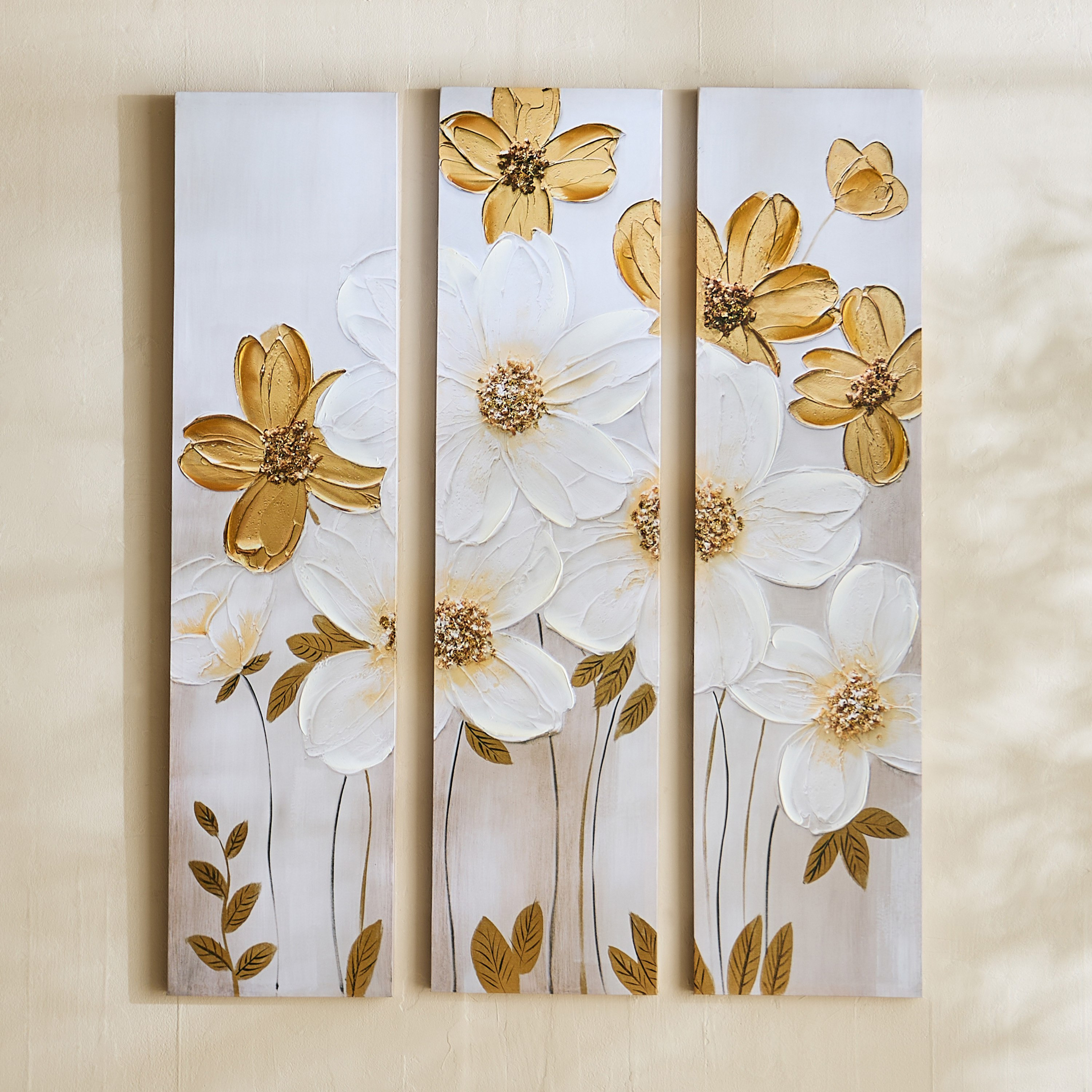 Onyx 3-Piece Flowers 40% Hand Painted Wall Art Set - 90x3x120 cm-hbxhomeware-hbxdecorandfurnishings-image-2