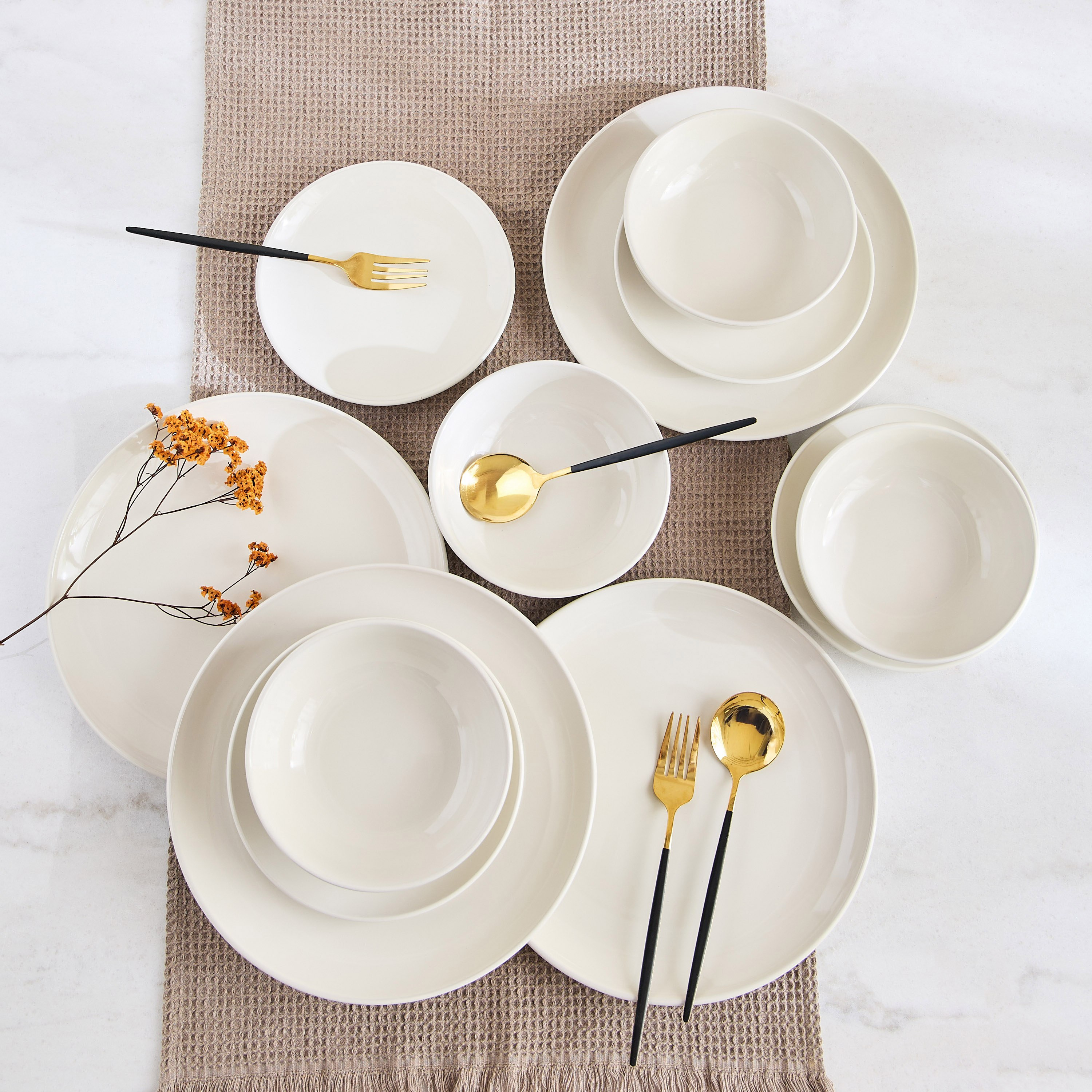 طقم عشاء 12 قطعة من إليجنزا - يخدم 4 أفراد-hbxdiningroom-tabletop-dinnersets-image-1