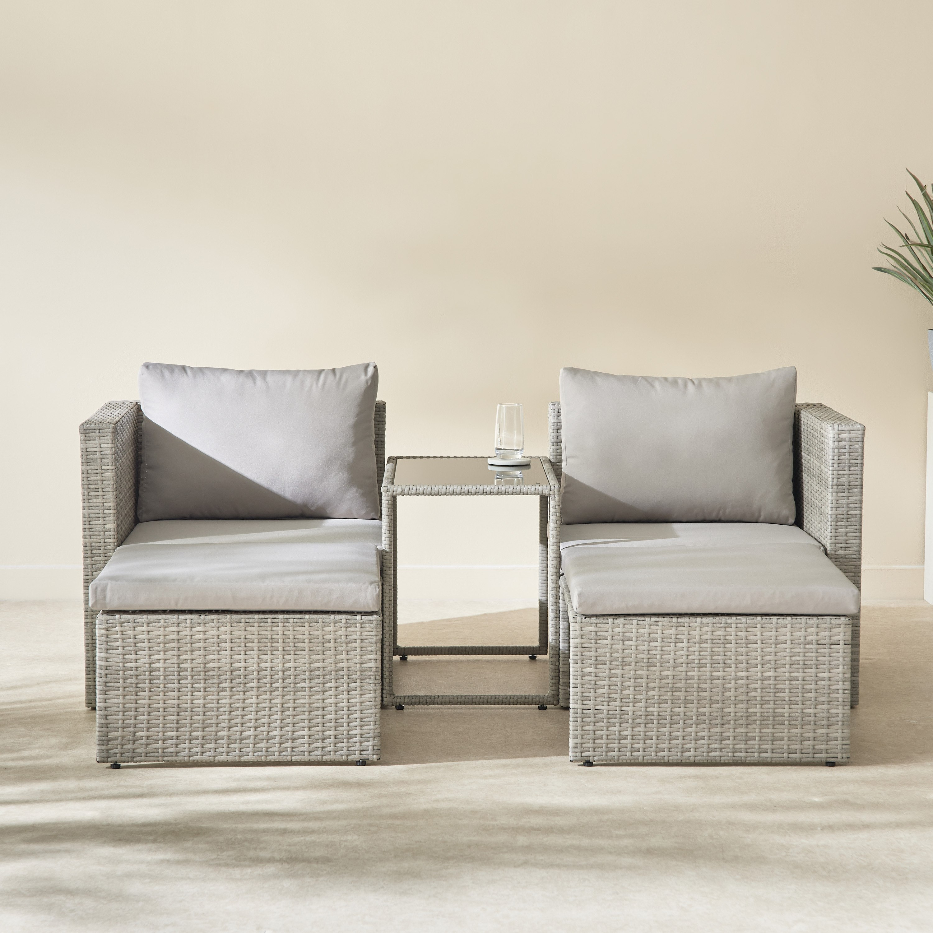 Movo Vera Tamara 2-Seater Outdoor Stackable Sofa Set with Table and Ottoman-hbxoutdoor-hbxoutdoorfurniture-sofasets-image-2