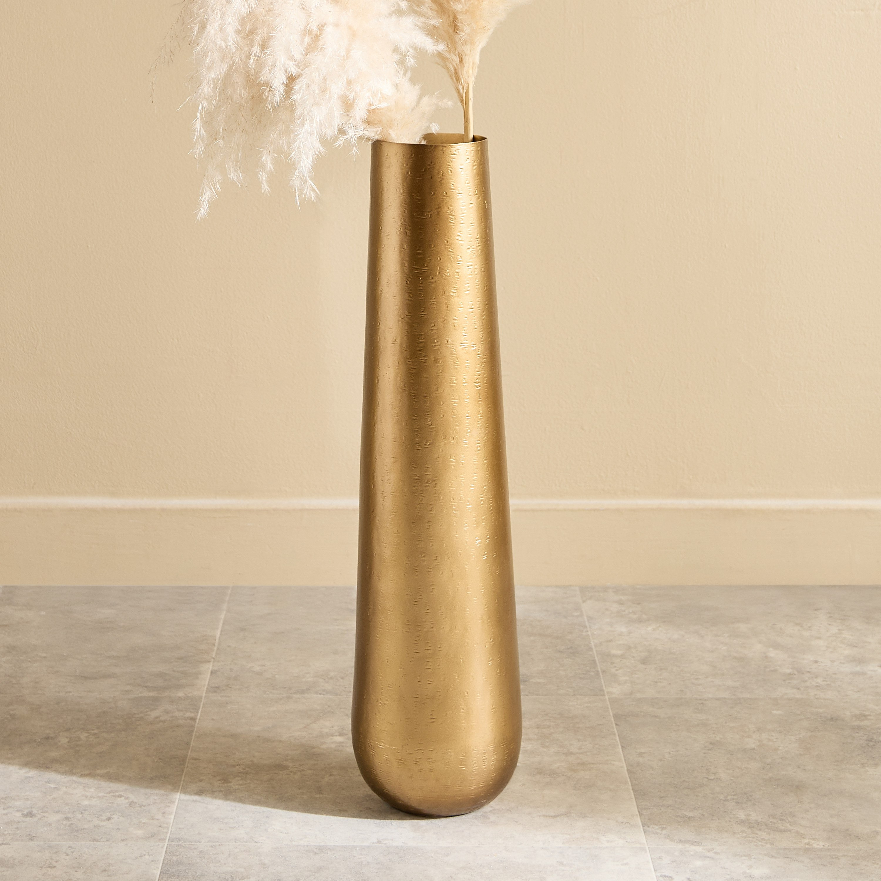 Arizona Metal Grit Hammered Floor Vase - 15x15x58 cm-hbxbedroom-decorandaccessories-vases-image-1