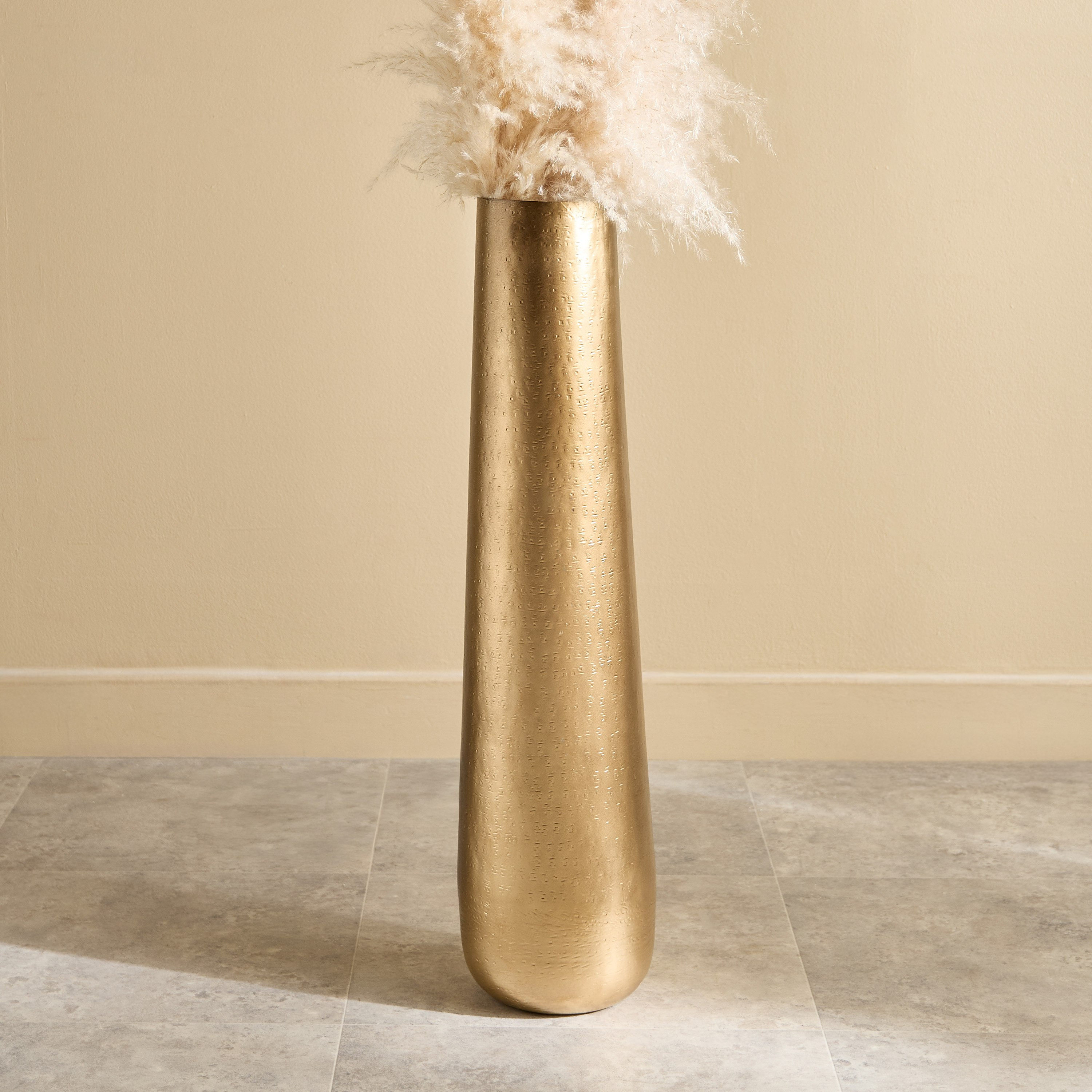 Arizona Metal Grit Hammered Floor Vase - 17x17x69 cm-hbxbedroom-decorandaccessories-vases-image-1