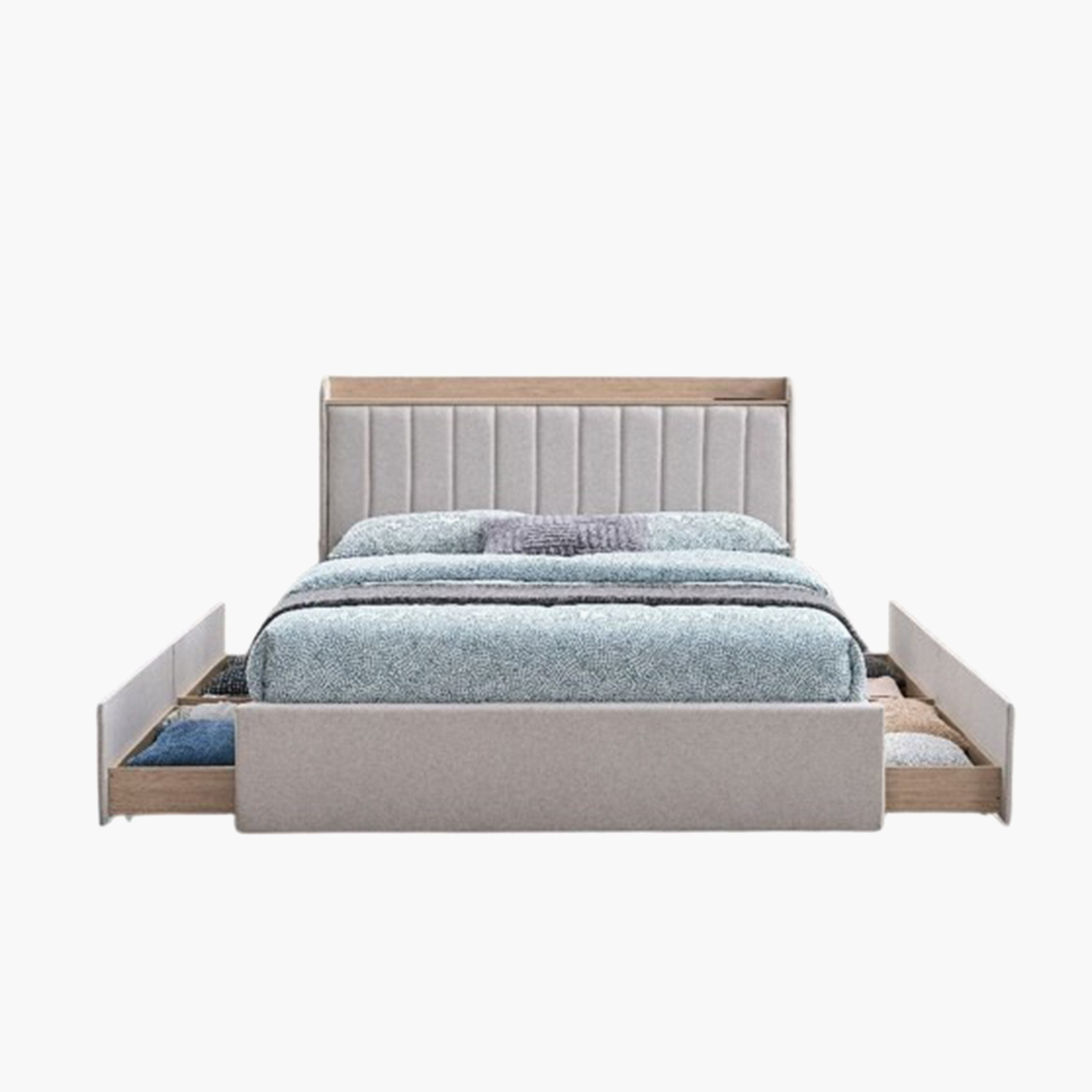 Movo Ruby Linear Smart Upholstered Queen Bed with 4 Drawers - 160x200 cm-hbxbedroom-bedsandbedsets-beds-queen-image-3