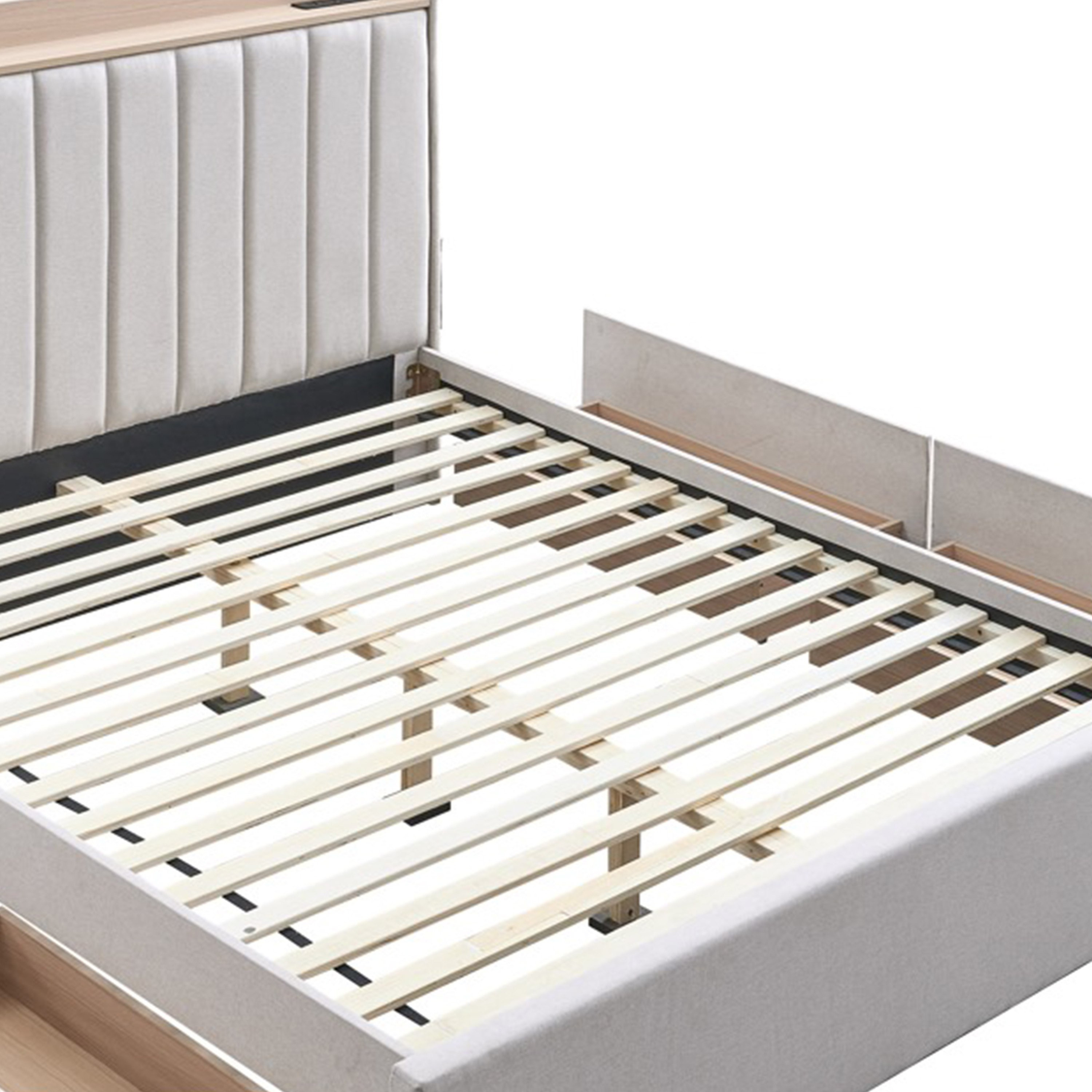 Movo Ruby Linear Smart Upholstered Queen Bed with 4 Drawers - 160x200 cm-hbxbedroom-bedsandbedsets-beds-queen-image-7