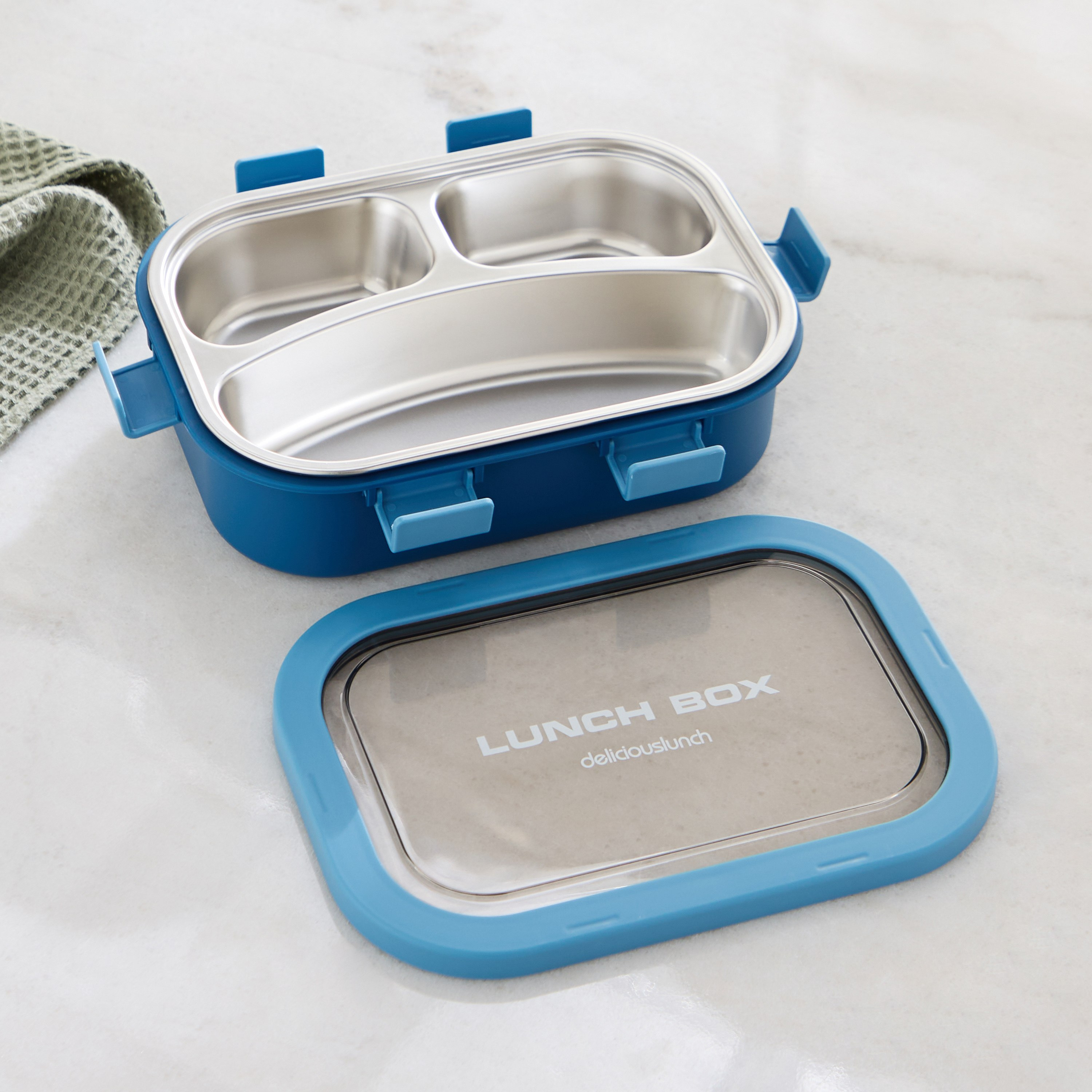 صندوق غداء 3 أقسام ستانليس ستيل مع ملعقة وشوكة - 850 مل-hbxhomeware-kitchenware-lunchbagsandboxes-image-2