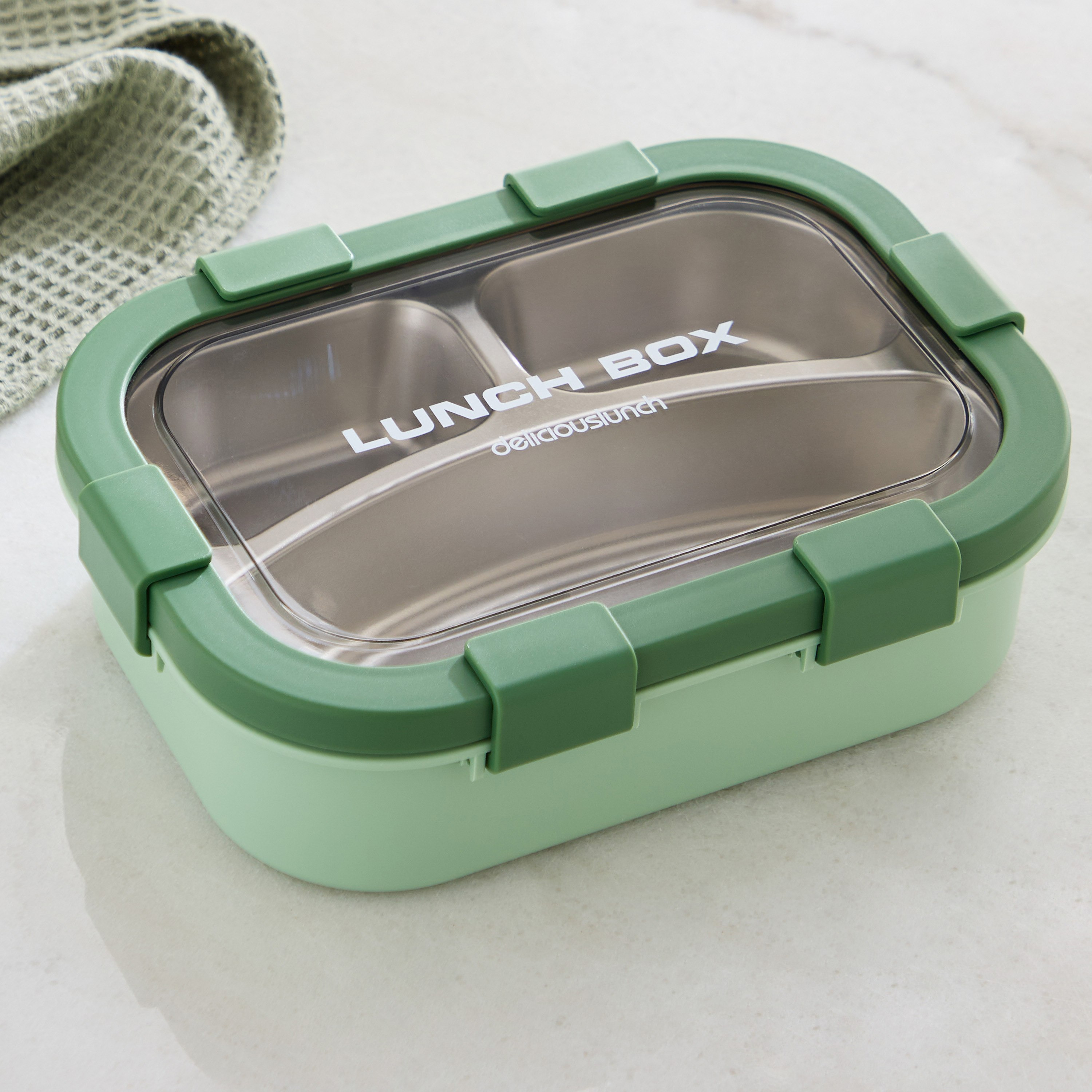 Ezra Stainless Steel 3-Grid Lunch Box with Spoon and Fork - 850 ml-hbxhomeware-kitchenware-lunchbagsandboxes-image-1