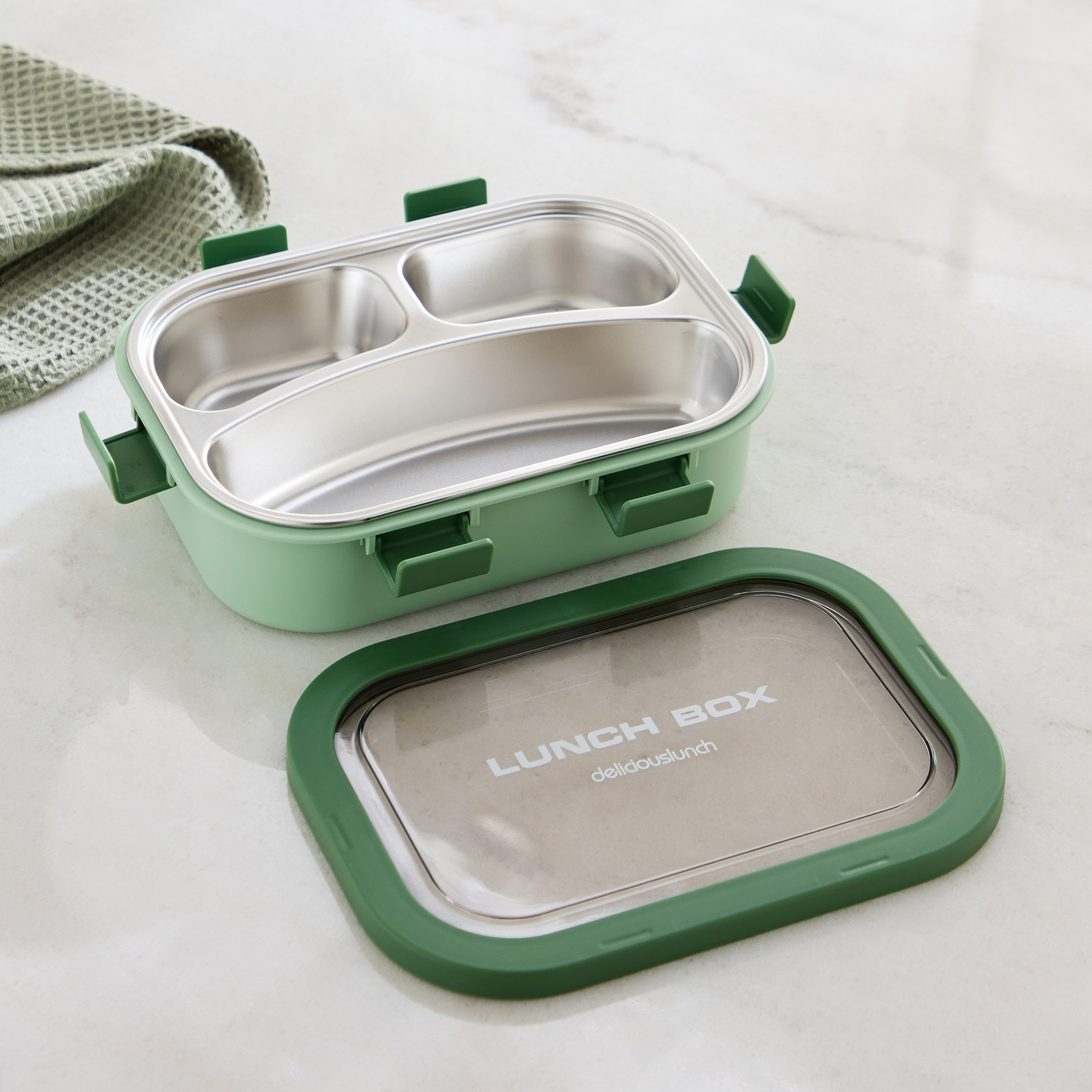 Ezra Stainless Steel 3-Grid Lunch Box with Spoon and Fork - 850 ml-hbxhomeware-kitchenware-lunchbagsandboxes-image-2