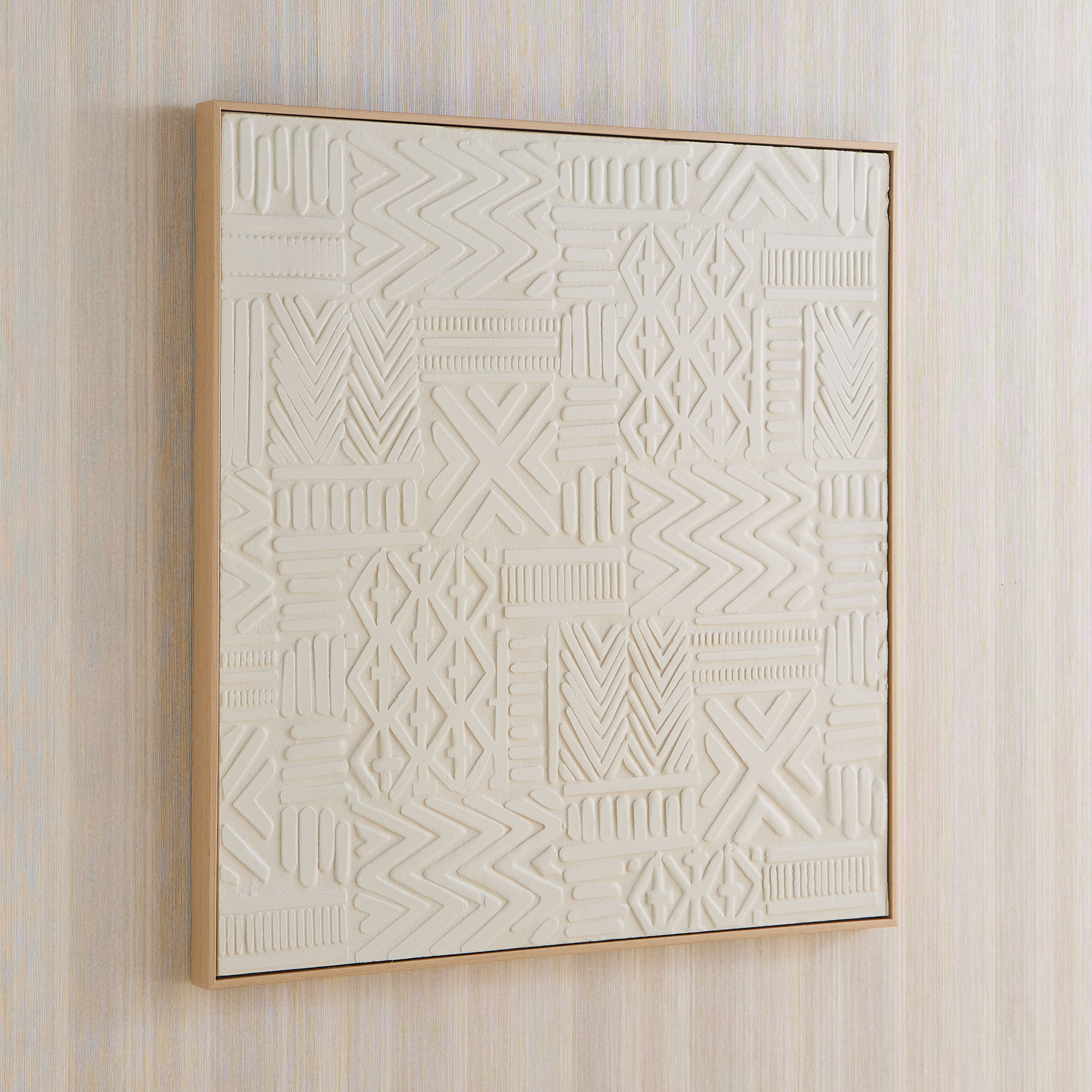 Latigo 3D Framed Foam Board Wall Art with Geometric Plaster - 80x80x4 cm-hbxhomeware-hbxdecorandfurnishings-image-1