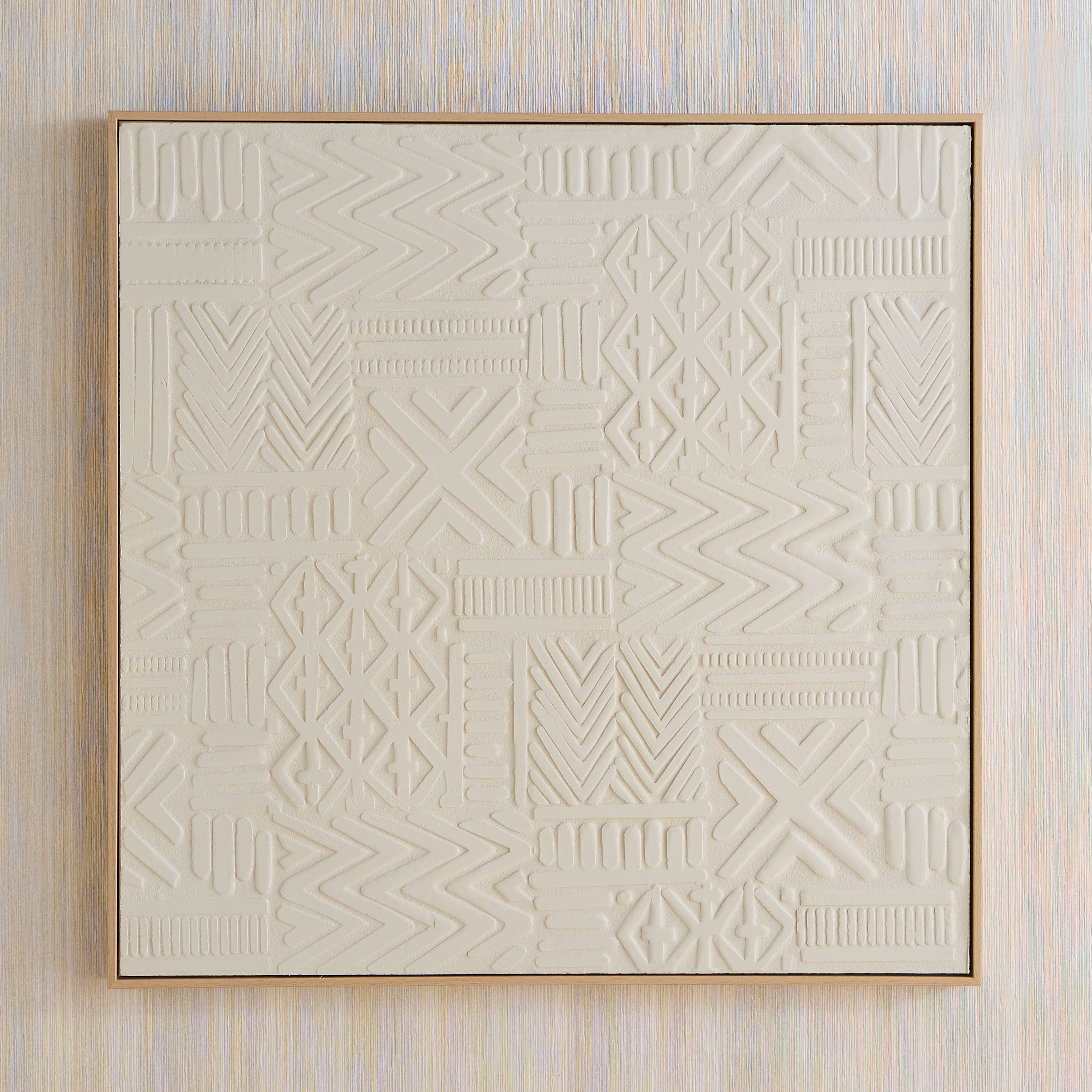 Latigo 3D Framed Foam Board Wall Art with Geometric Plaster - 80x80x4 cm-hbxhomeware-hbxdecorandfurnishings-image-2