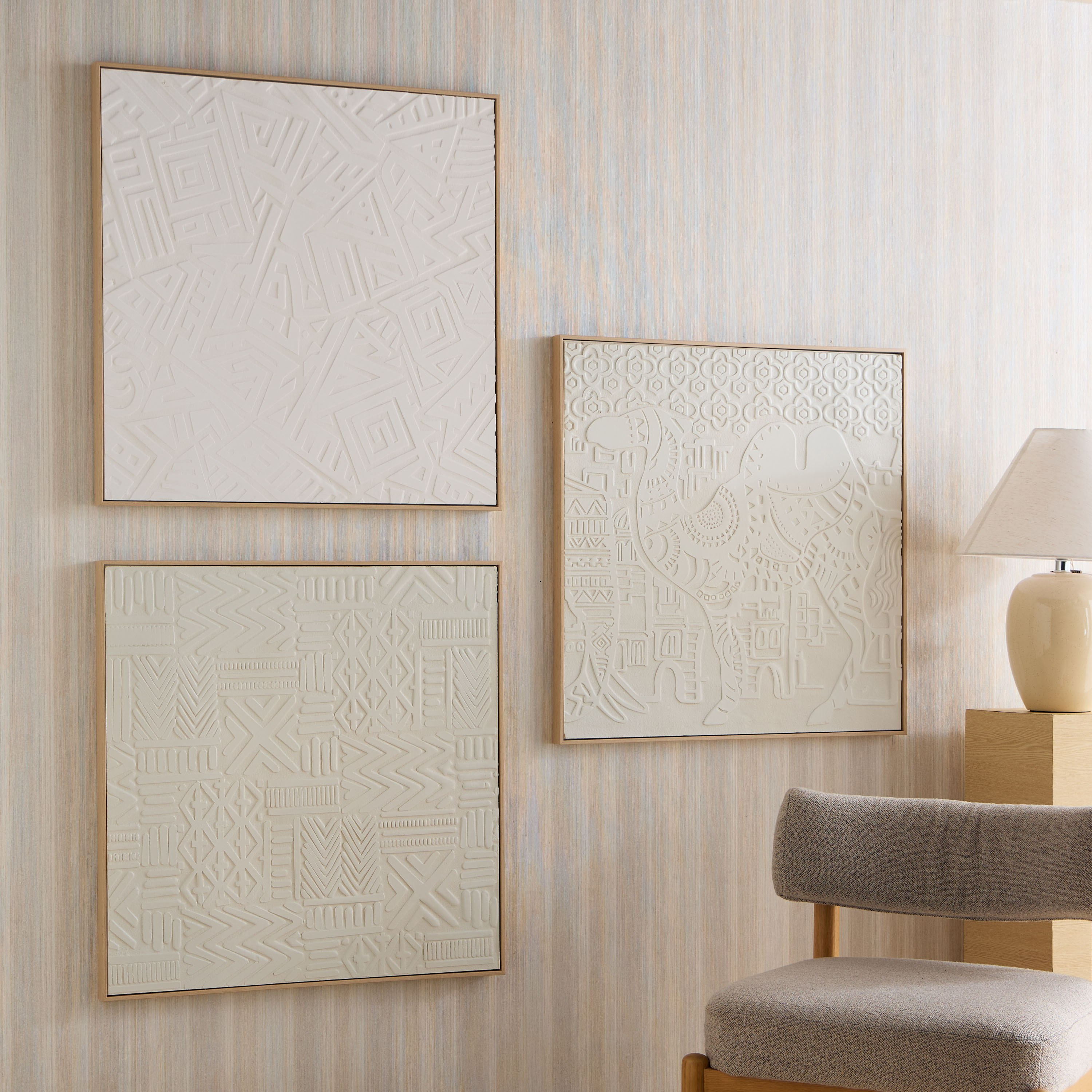 Latigo 3D Framed Foam Board Wall Art with Geometric Plaster - 80x80x4 cm-hbxhomeware-hbxdecorandfurnishings-image-4