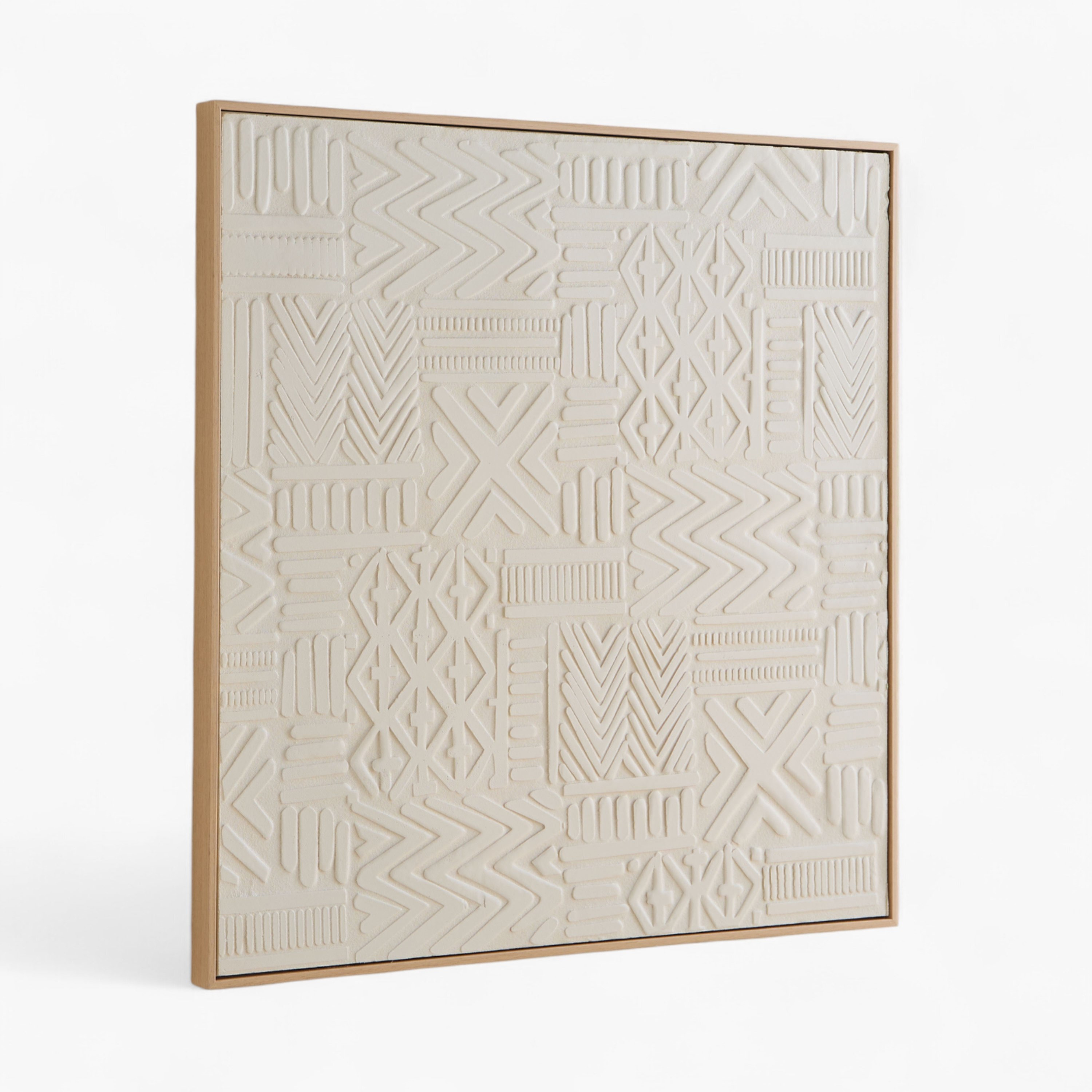 Latigo 3D Framed Foam Board Wall Art with Geometric Plaster - 80x80x4 cm-hbxhomeware-hbxdecorandfurnishings-image-5