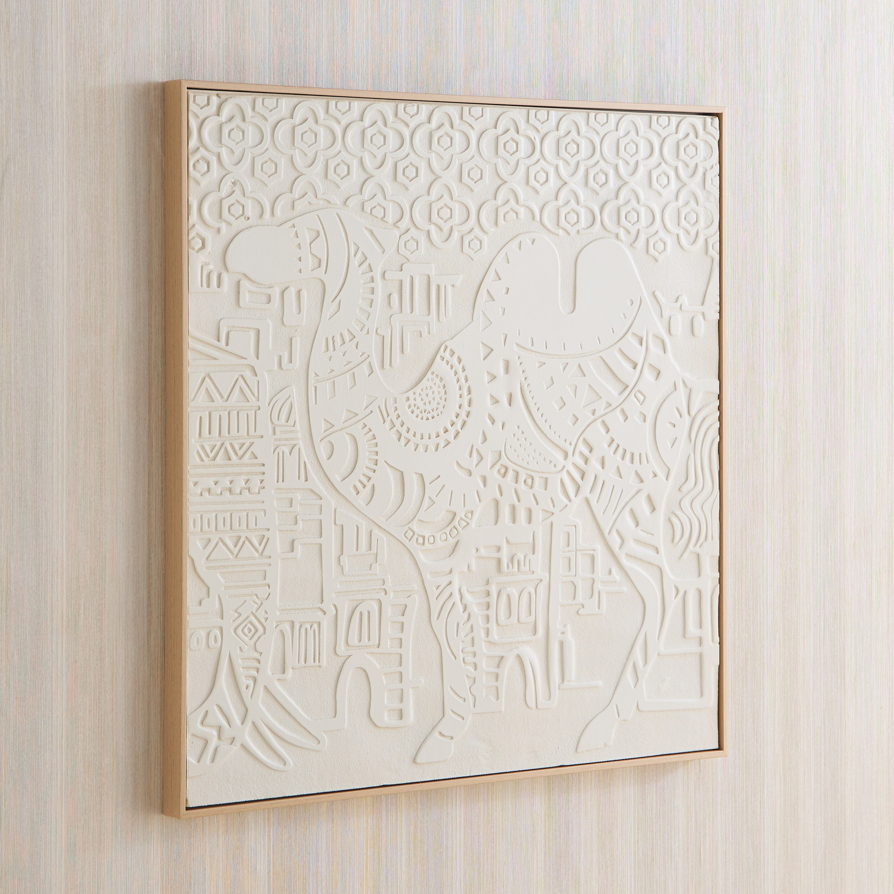 Latigo 3D Framed Foam Board Wall Art with Camel Plaster - 80x80x3.5 cm-hbxhomeware-hbxdecorandfurnishings-image-1