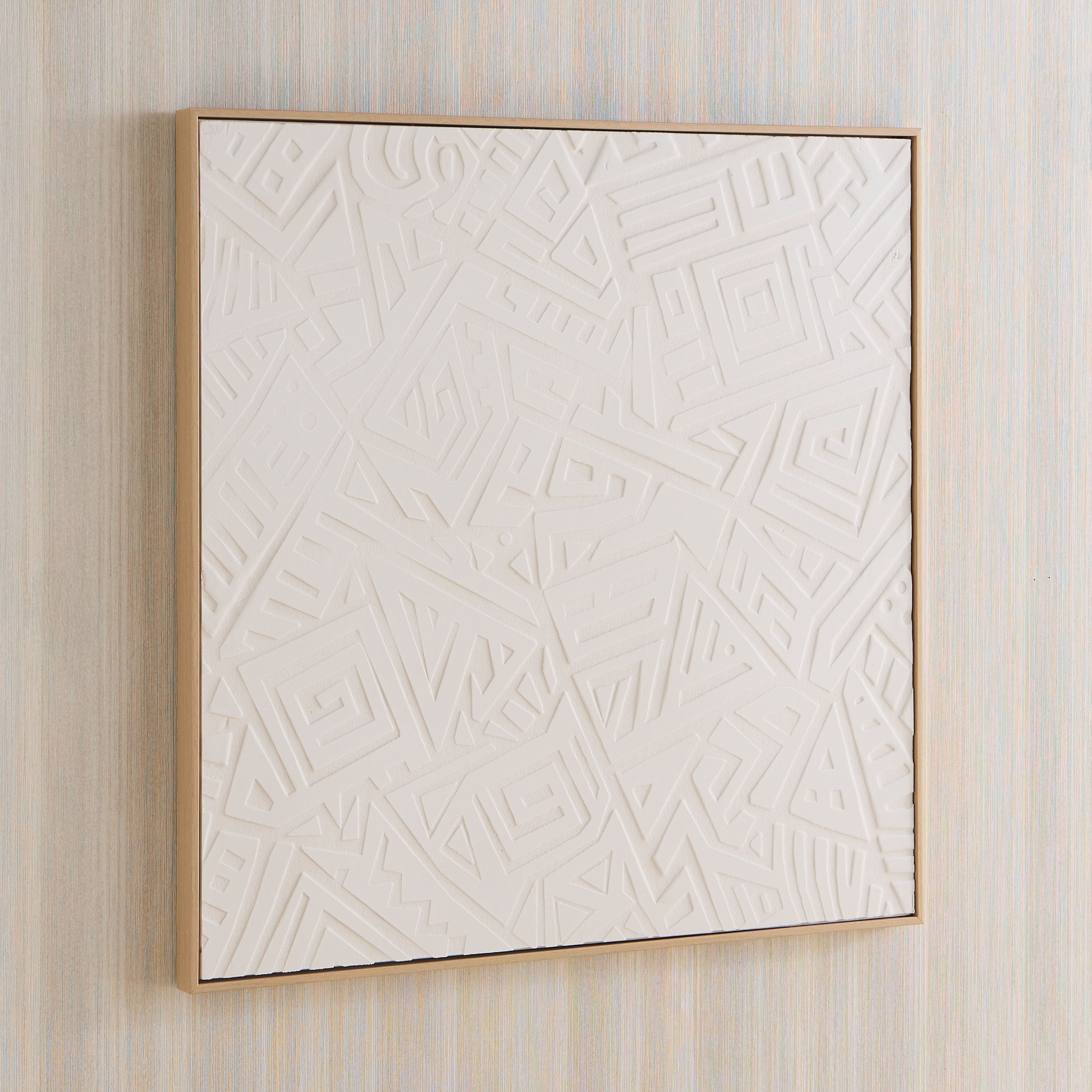 Latigo 3D Framed Foam Board Wall Art with Zig Zag Plaster - 80x80x4 cm-hbxhomeware-hbxdecorandfurnishings-image-1
