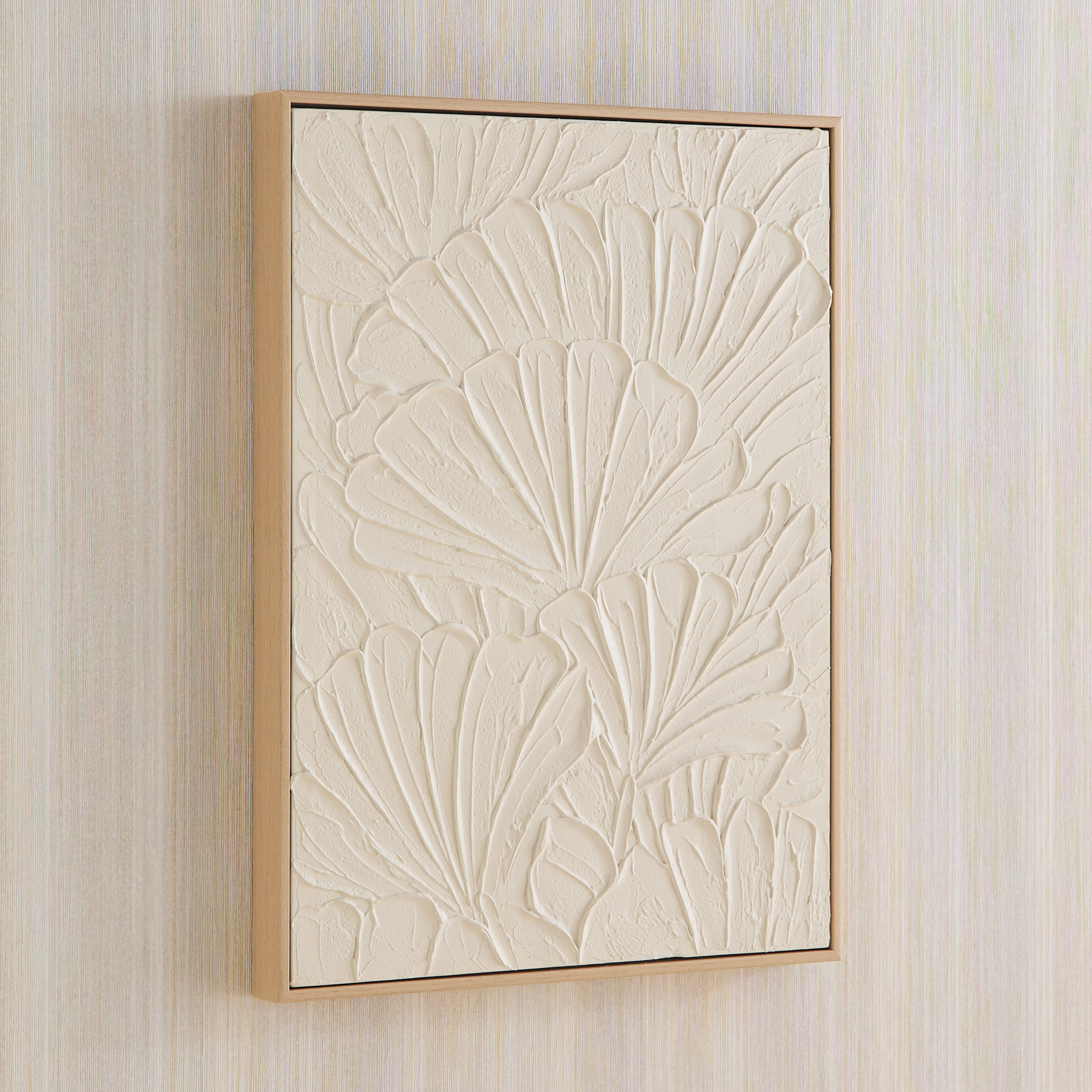 Latigo 3D Framed Foam Board Wall Art with Floral Plaster - 45x60x3.8 cm-hbxhomeware-hbxdecorandfurnishings-image-1
