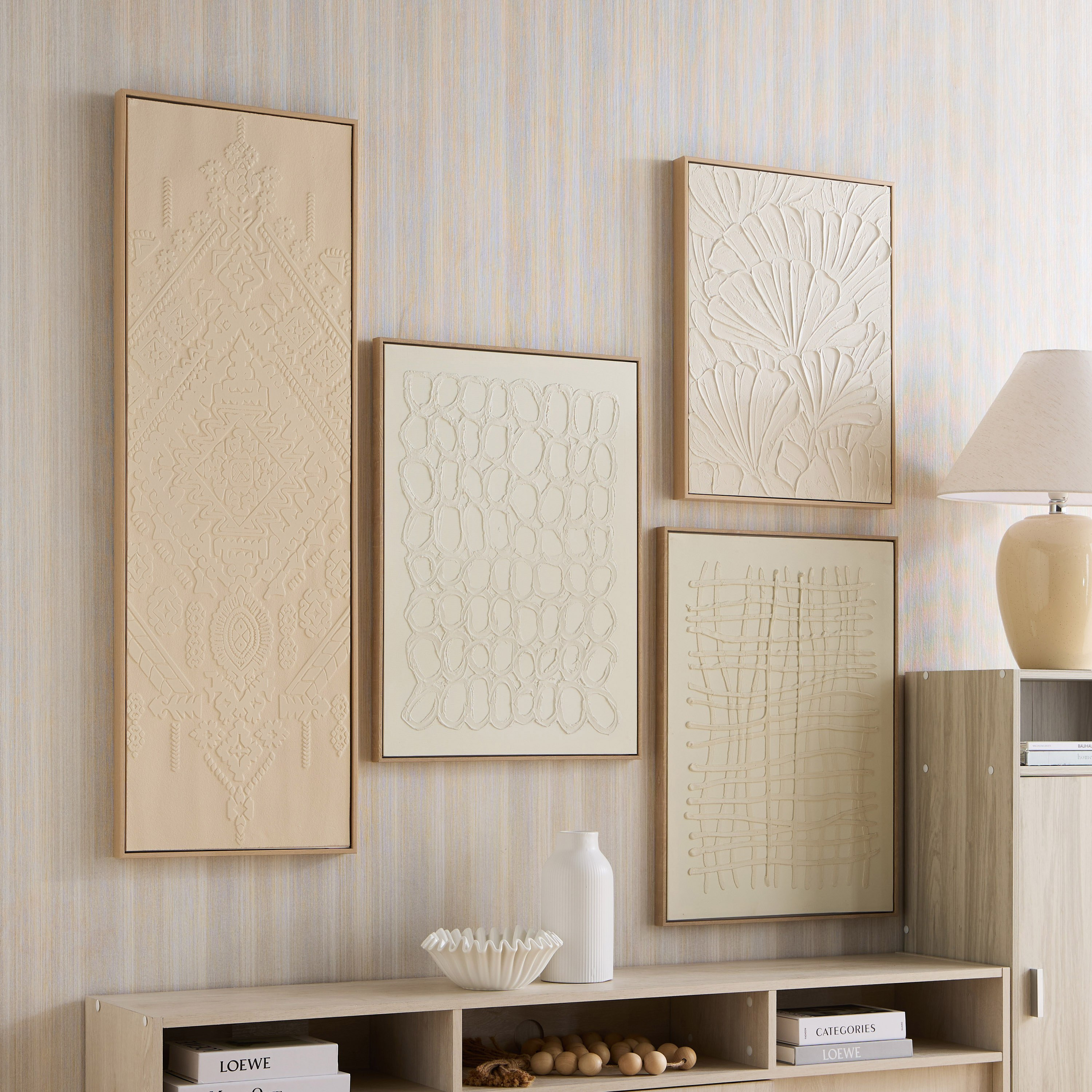 Latigo 3D Framed Foam Board Wall Art with Floral Plaster - 45x60x3.8 cm-hbxhomeware-hbxdecorandfurnishings-image-4