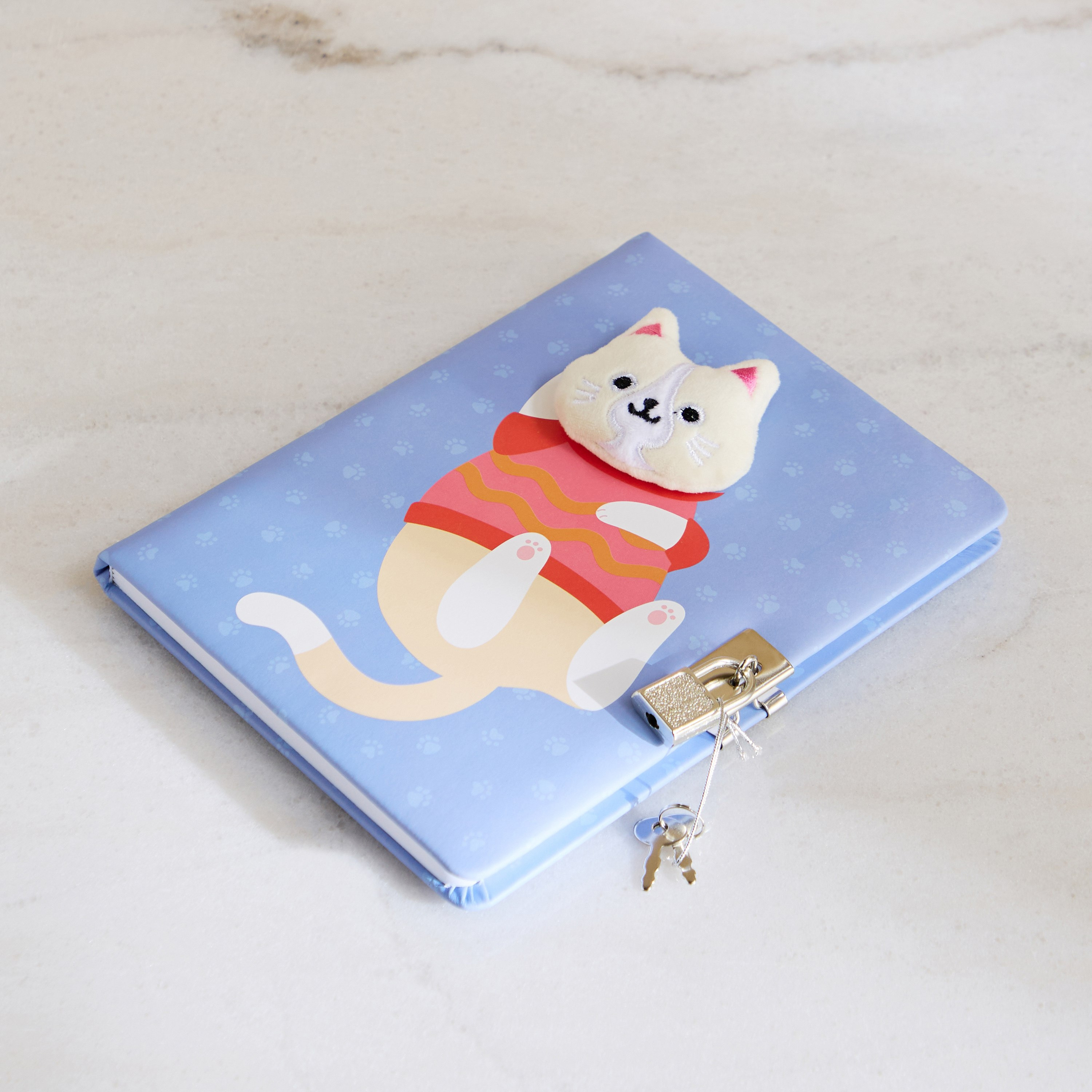 دفتر ملاحظات مقاس A5 بـ80 ورقة وجه قط مع قفل من سكربل-hbxkidsandyouth-playroom-stationery-image-1