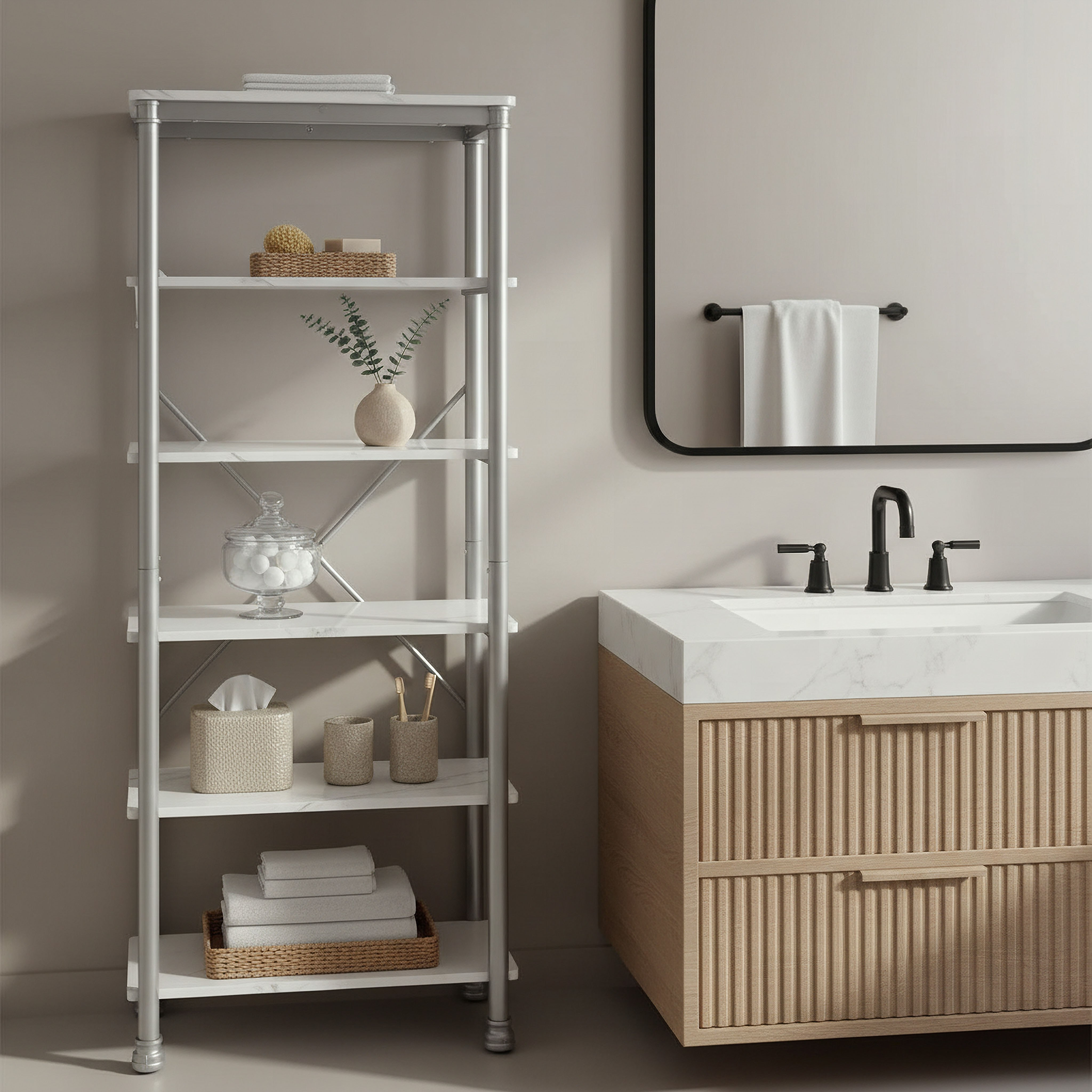 Marmo 6-Tier Storage Rack - 152x35x60 cm-hbxbedroom-bedroomaccessories-bedroomstorage-image-3