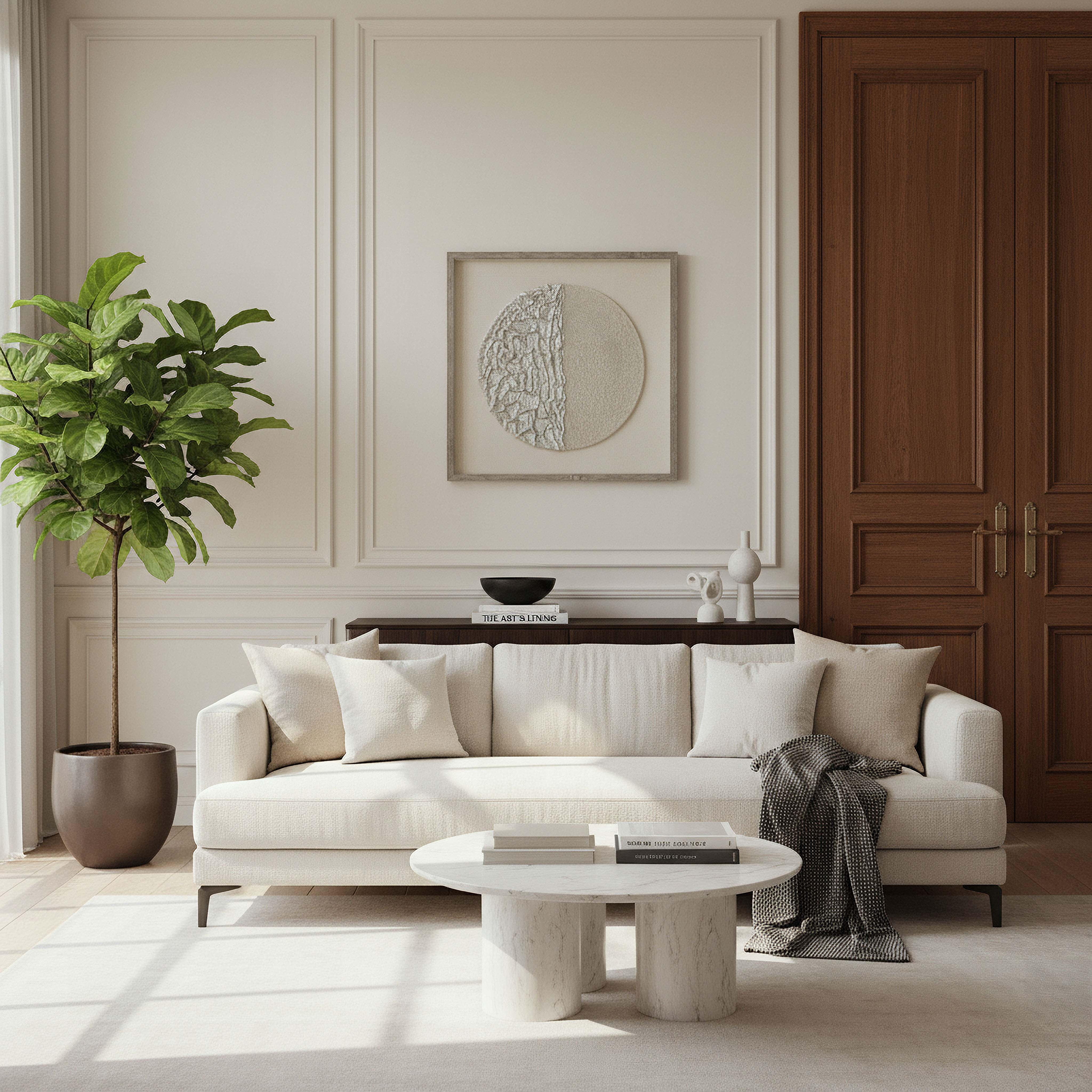صندوق ظل بارز الملمس بدوائر ورقية وإطار خشب من أوليفيا - 60x60 سم-hbxdiningroom-walldecor-wallart-image-3