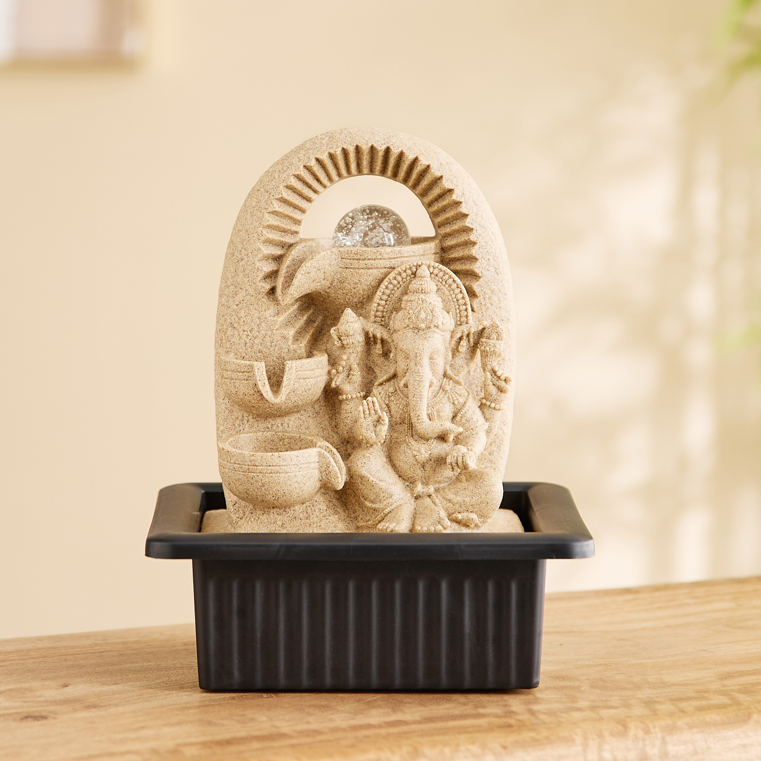 Claro Ganesha Fountain with Rolling Ball and LED Light - 21x17x25 cm-PROMO_HB_AE_B1G1_250925-image-1