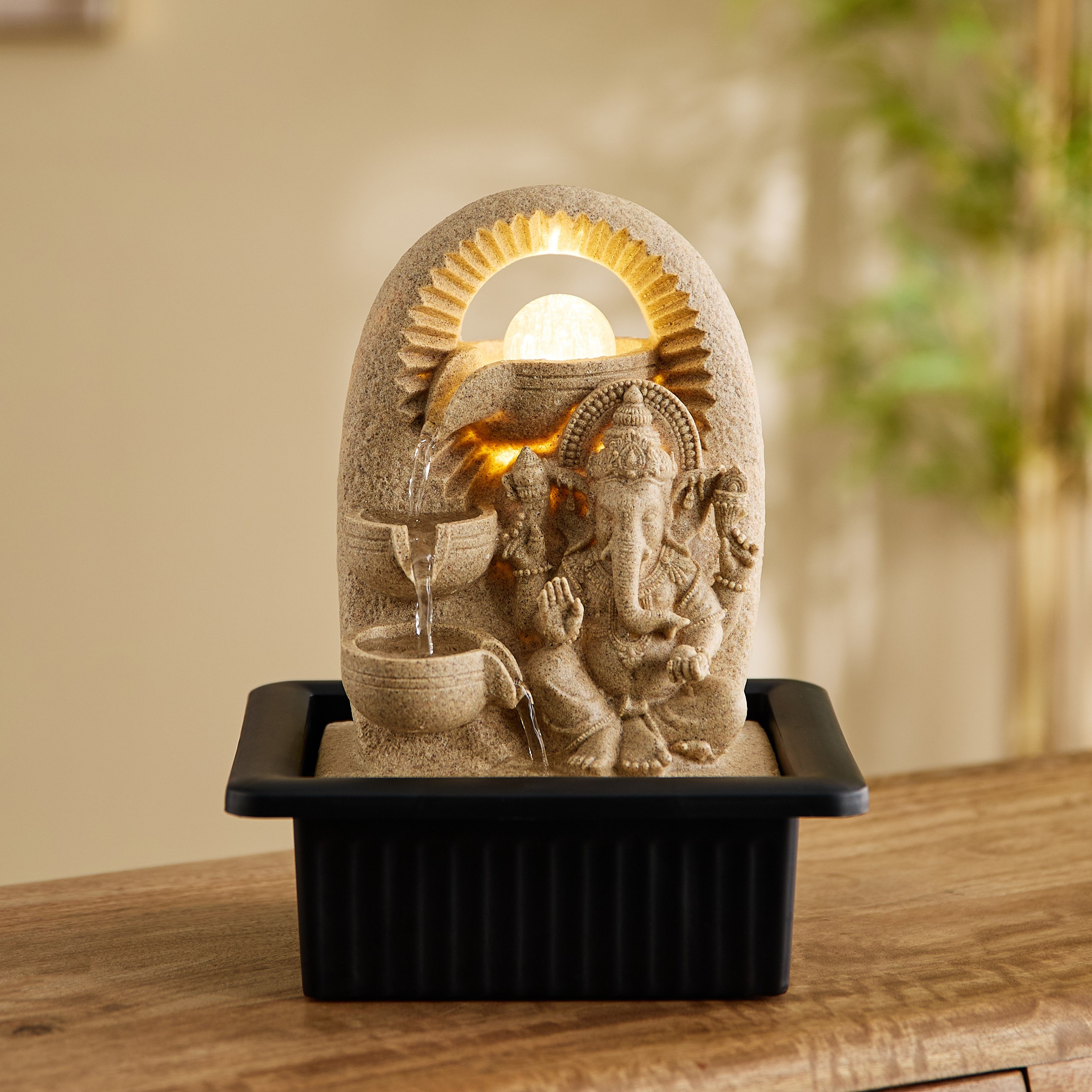 Claro Ganesha Fountain with Rolling Ball and LED Light - 21x17x25 cm-PROMO_HB_AE_B1G1_250925-image-2
