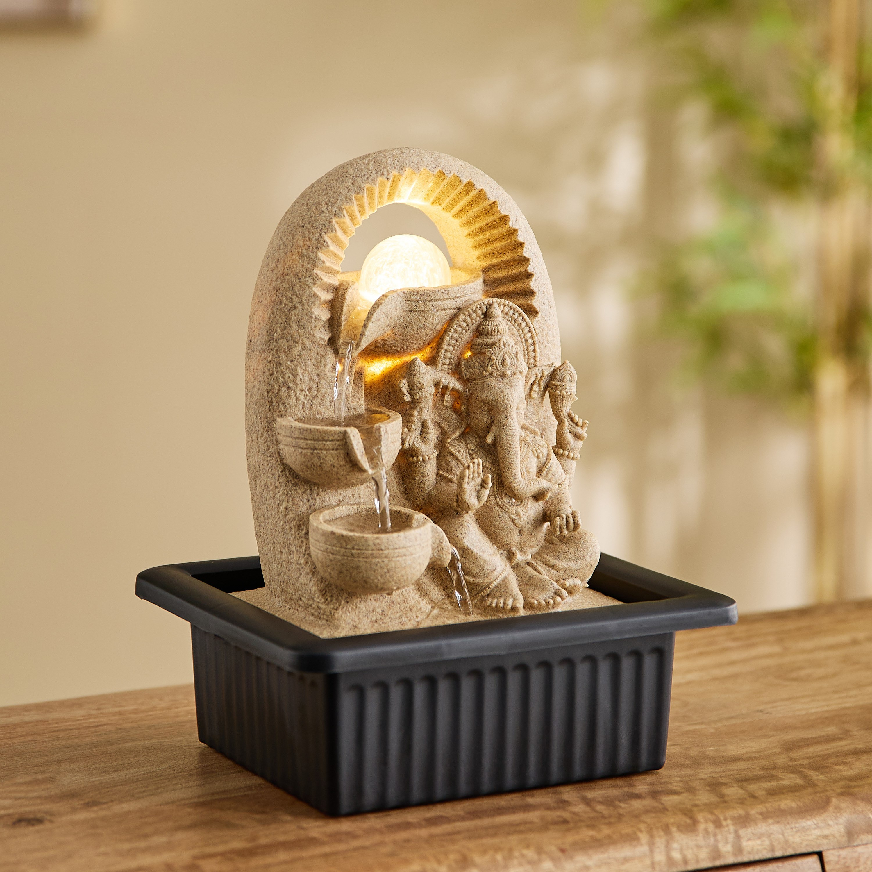 Claro Ganesha Fountain with Rolling Ball and LED Light - 21x17x25 cm-PROMO_HB_AE_B1G1_250925-image-3