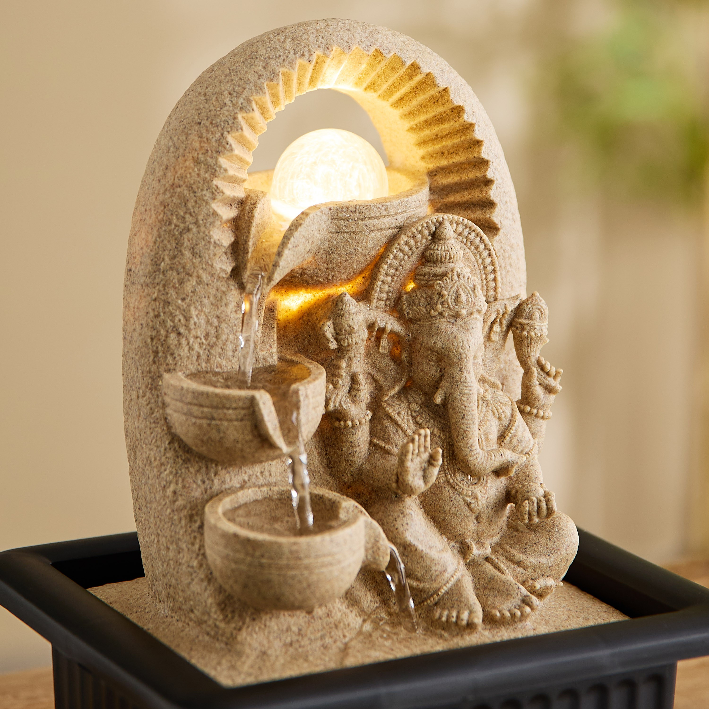 Claro Ganesha Fountain with Rolling Ball and LED Light - 21x17x25 cm-PROMO_HB_AE_B1G1_250925-image-4