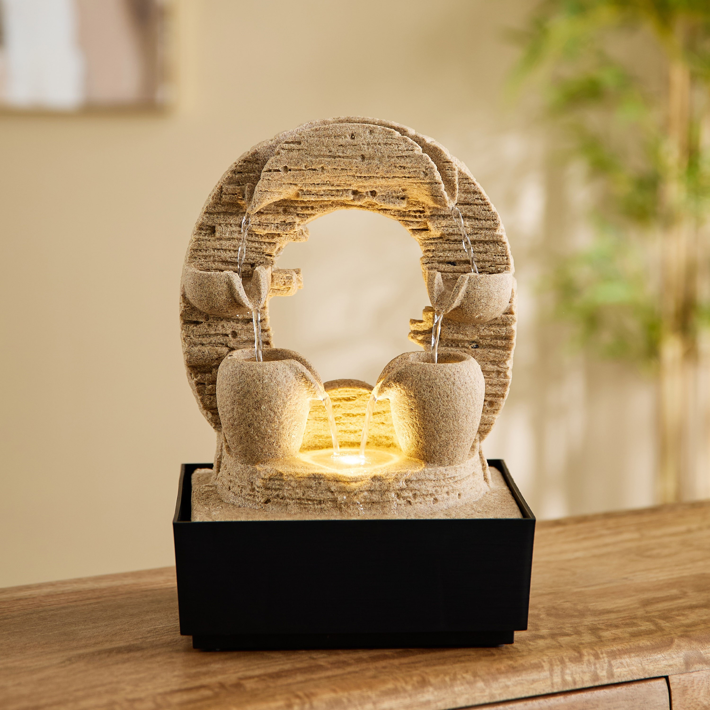 Claro Modern Fountain with LED Light - 21x17x30 cm-hbxhomeware-hbxdecorandfurnishings-image-2
