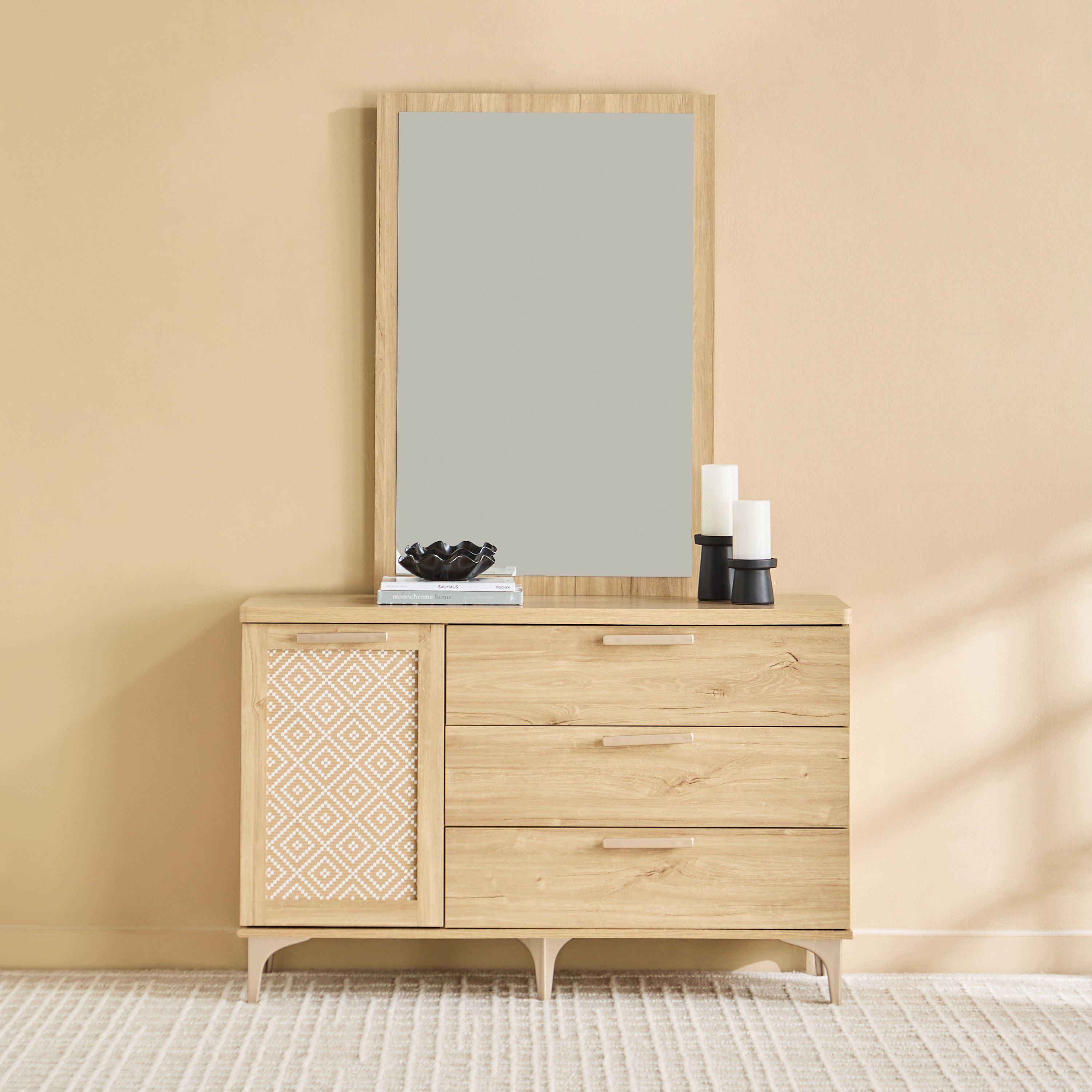Naples 3 Drawer and 1 Door Dresser with Mirror-hbxfurniture-bedroom-dressersandmirrors-image-2