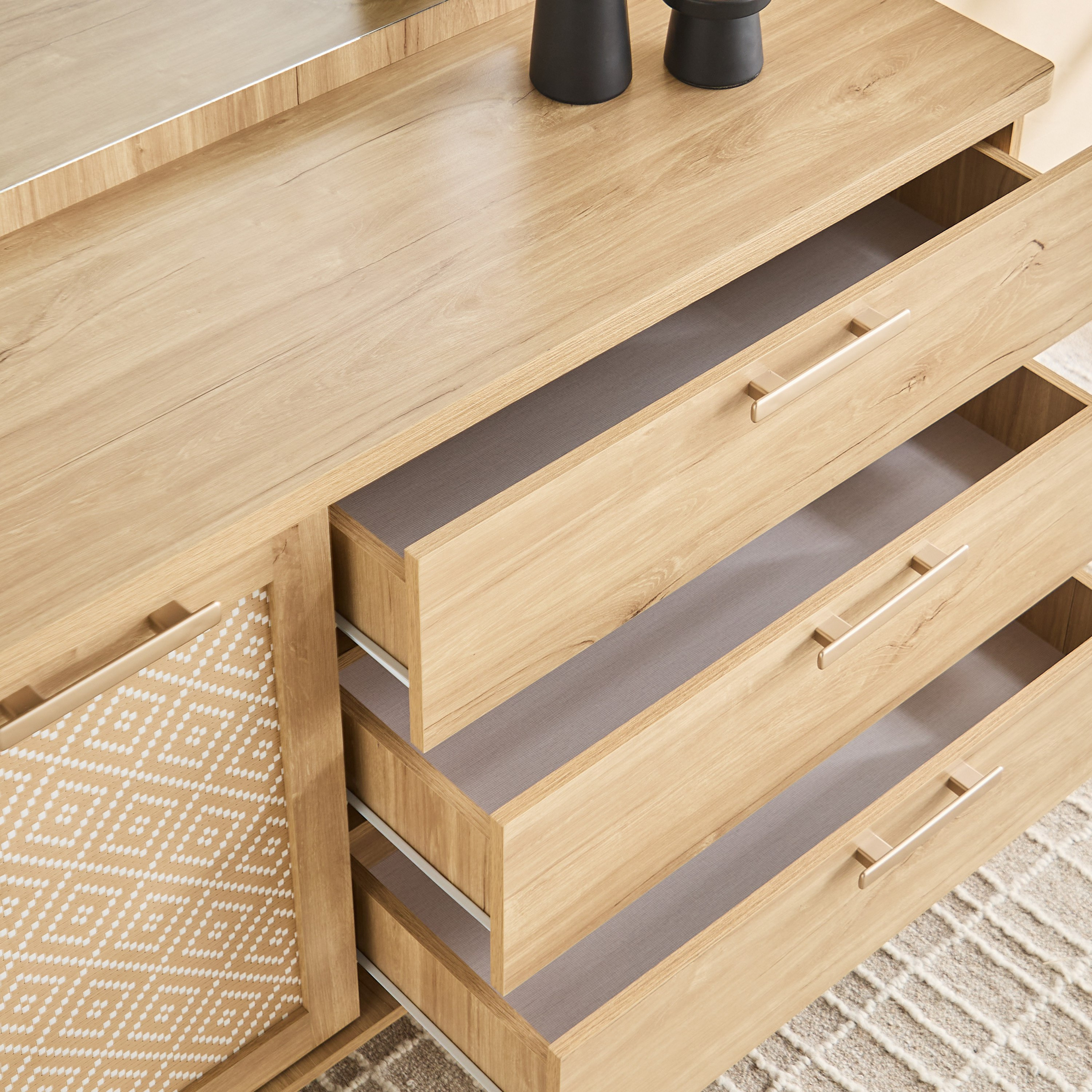 Naples 3 Drawer and 1 Door Dresser with Mirror-hbxfurniture-bedroom-dressersandmirrors-image-4