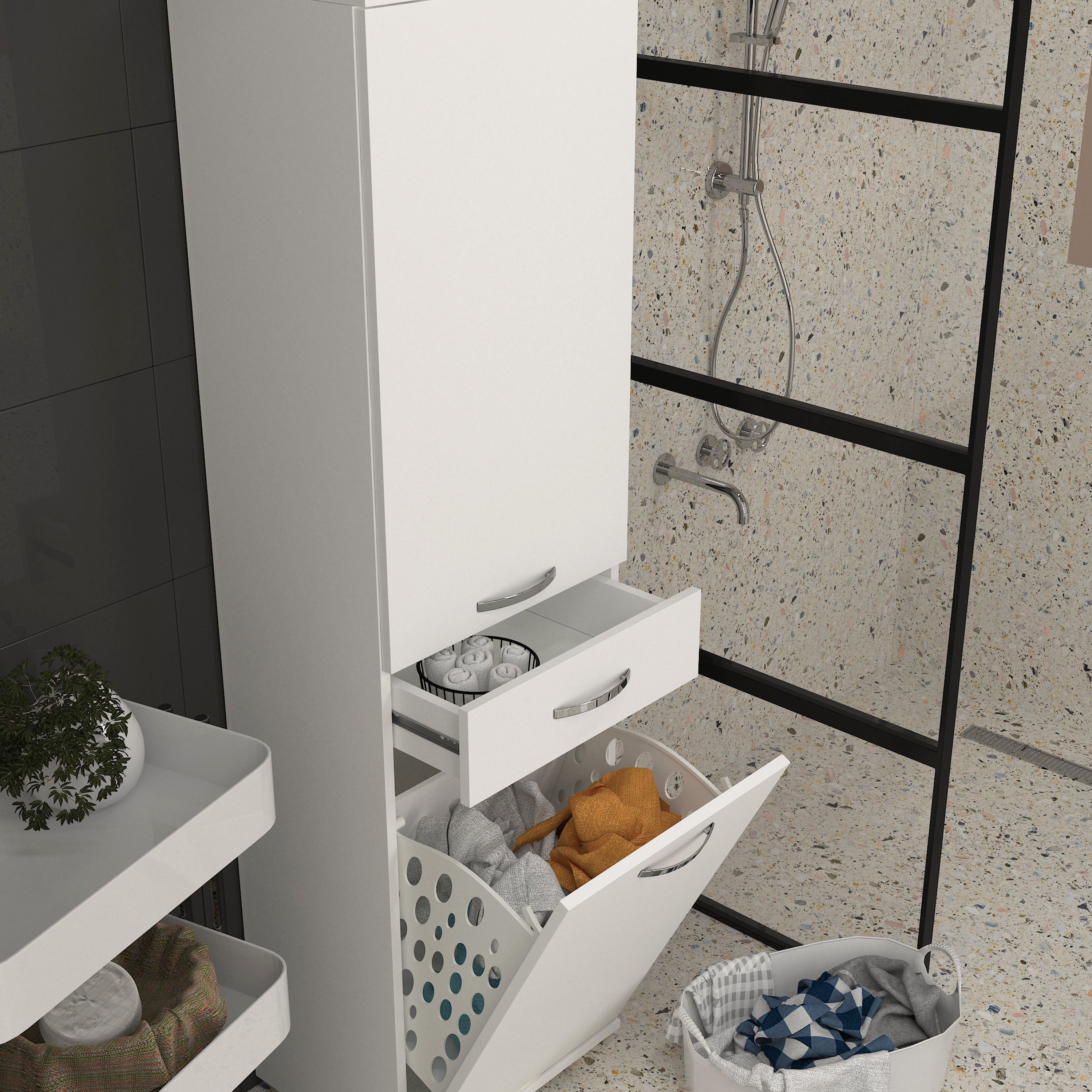 خزانة غسيل متعددة الأغراض بدرج من مودوليكس أيريس-hbxdecorandfurnishings-bathroomaccessories-bathroomstorage-image-3
