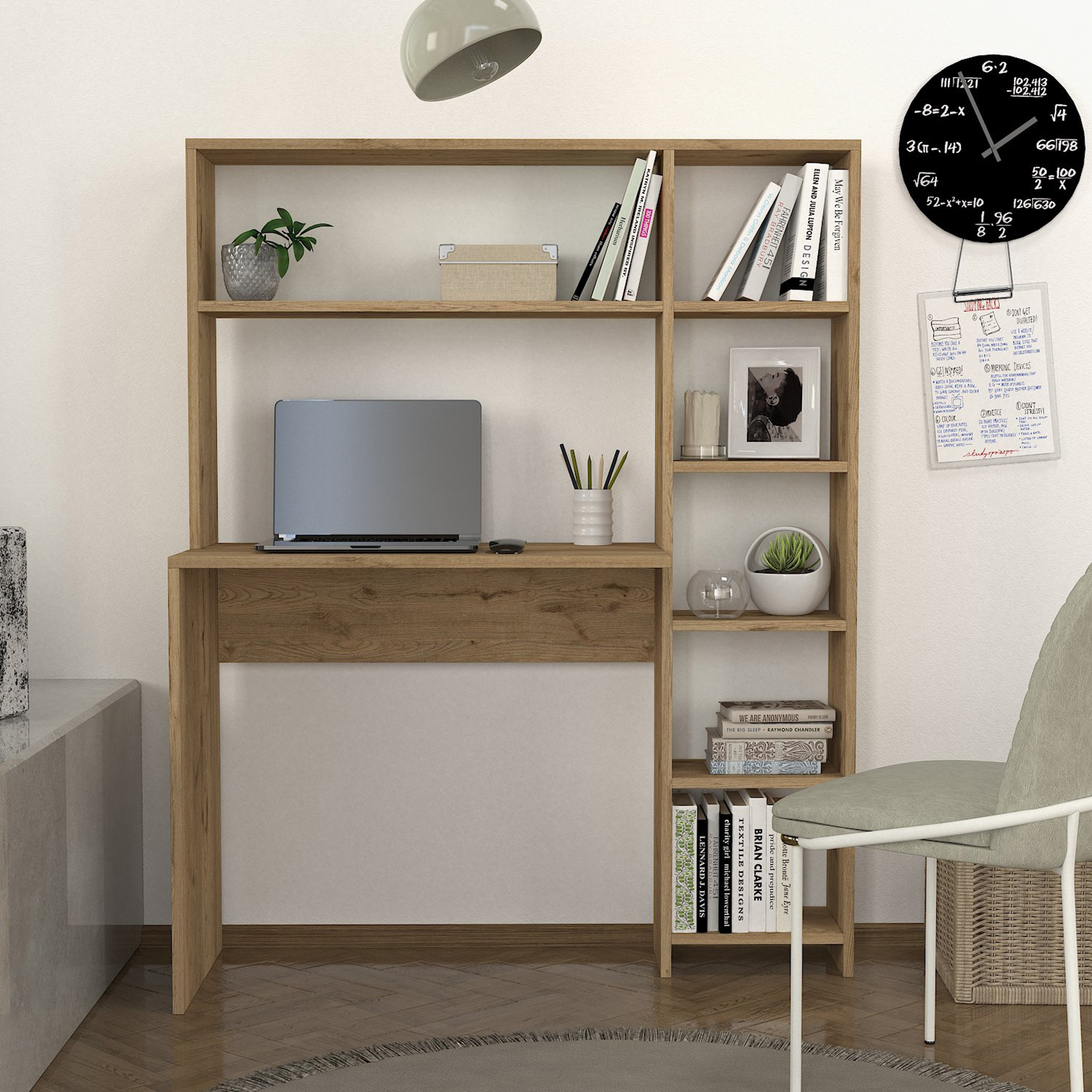 Modulix Carrina Study Desk with Hutch and Bookcase-hbxfurniture-office-desks-image-1
