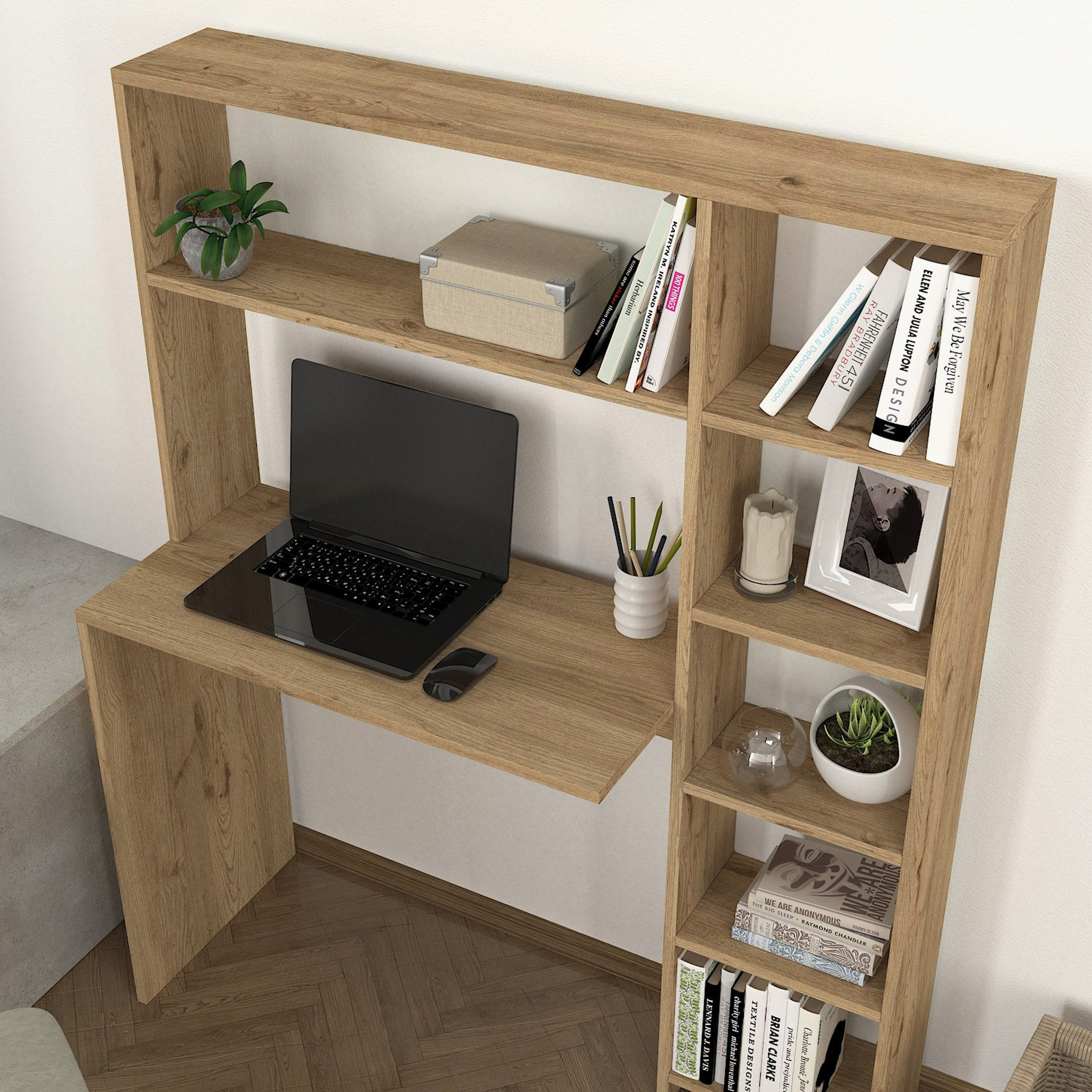 Modulix Carrina Study Desk with Hutch and Bookcase-hbxfurniture-office-desks-image-3
