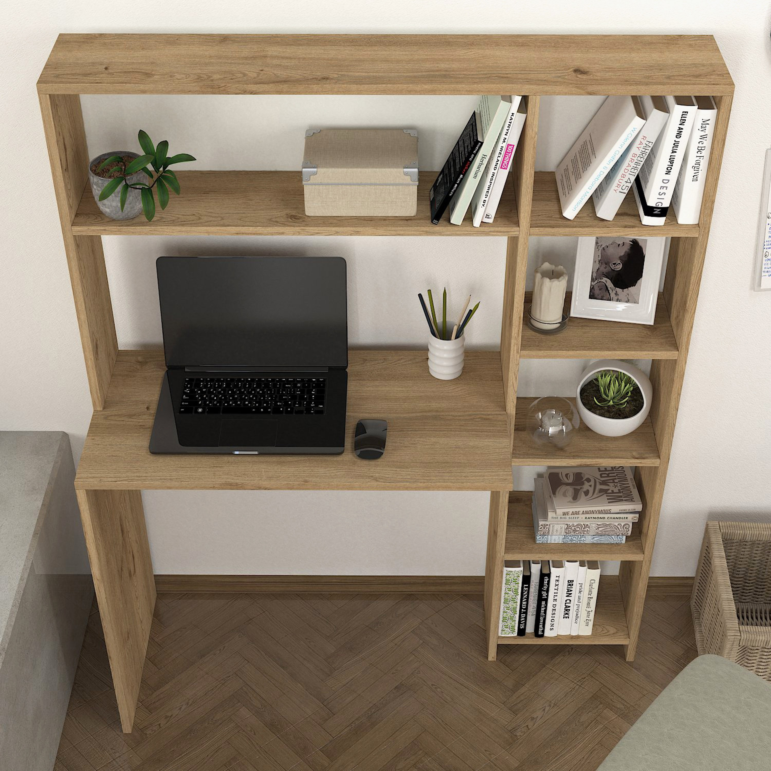 Modulix Carrina Study Desk with Hutch and Bookcase-hbxfurniture-office-desks-image-4