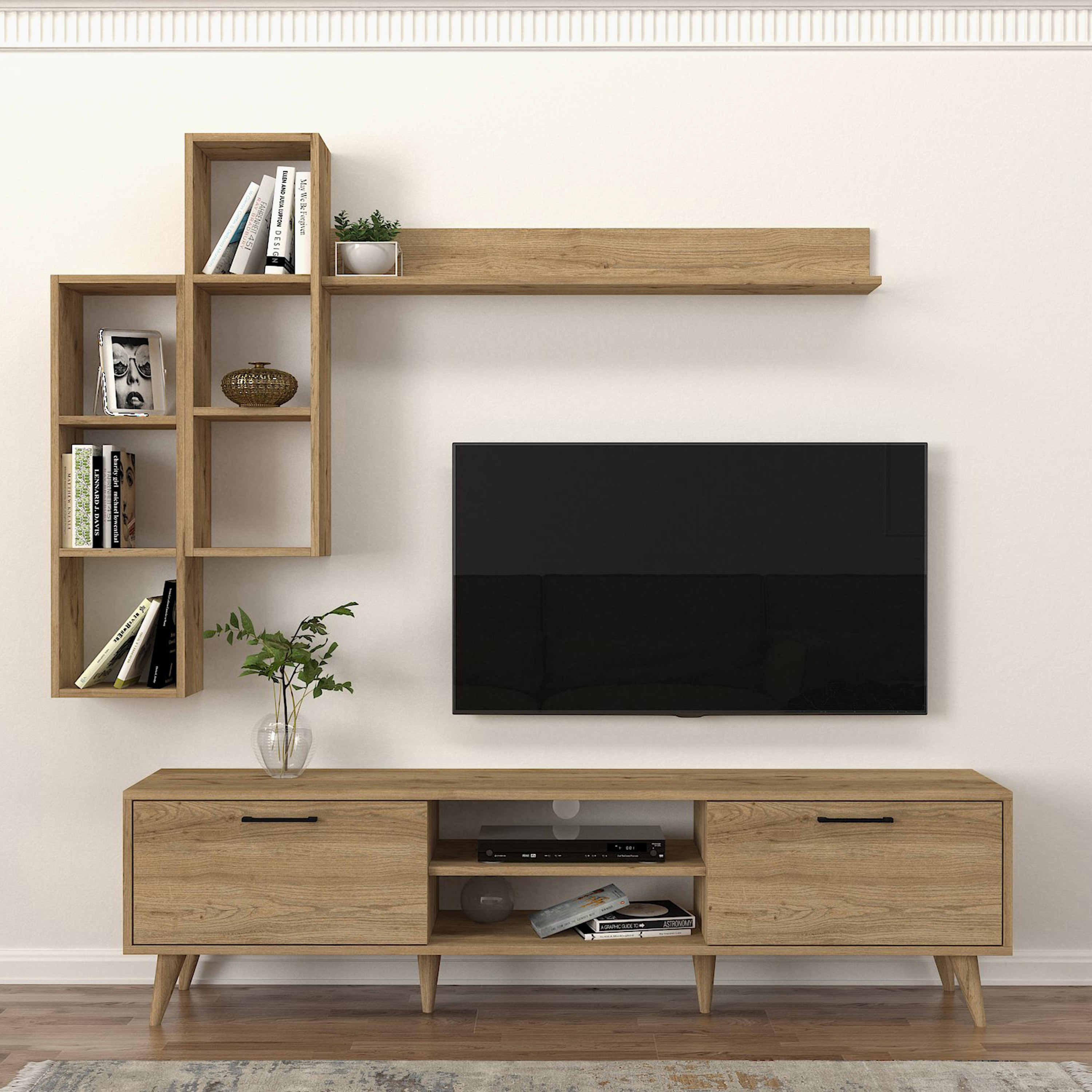 Modulix Ester 1.8 Meter TV Unit with Wall Mounted Shelves for TVs upto 70 inches-hbxlivingroom-mediaunitsandstorage-tvunits-image-1