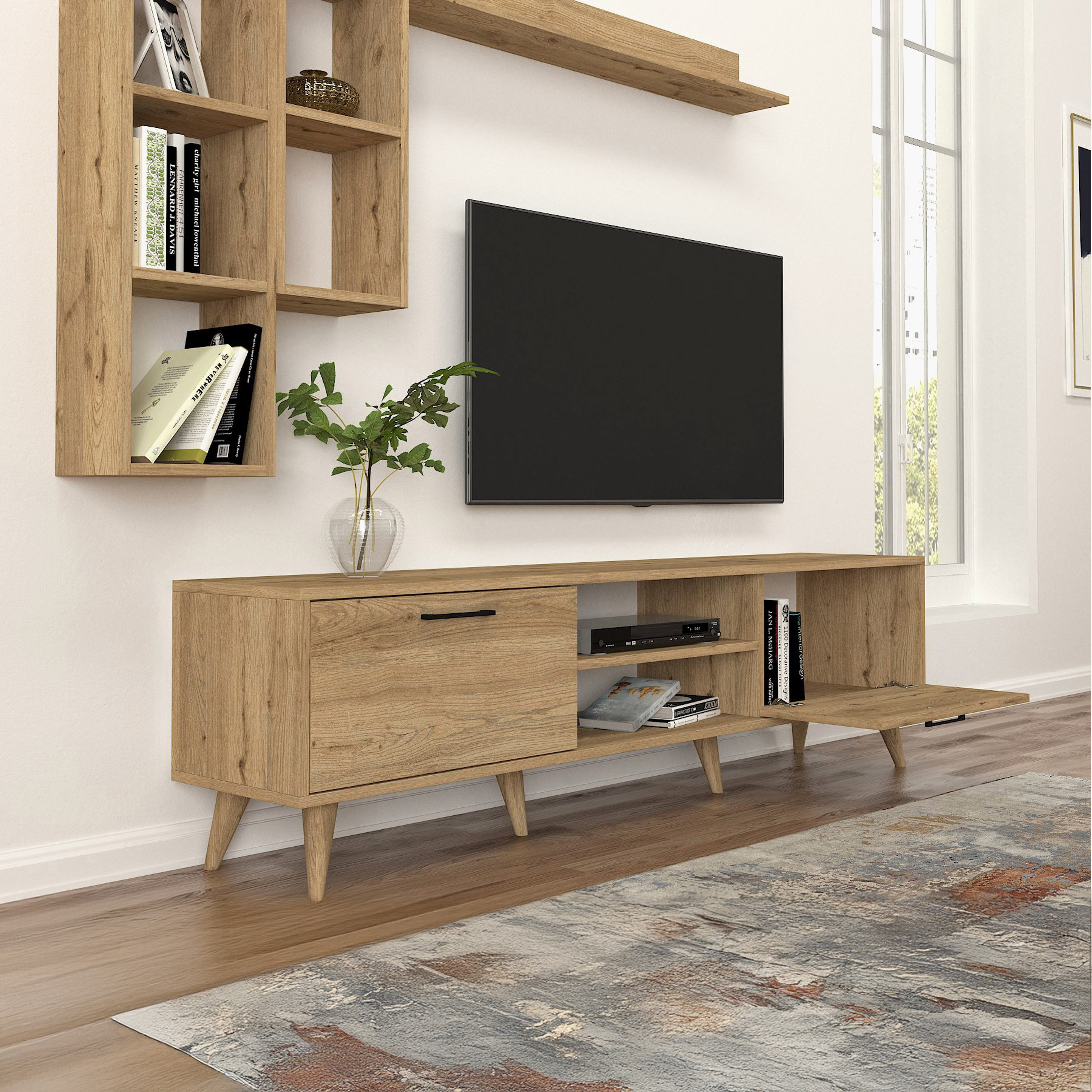 Modulix Ester 1.8 Meter TV Unit with Wall Mounted Shelves for TVs upto 70 inches-hbxlivingroom-mediaunitsandstorage-tvunits-image-4