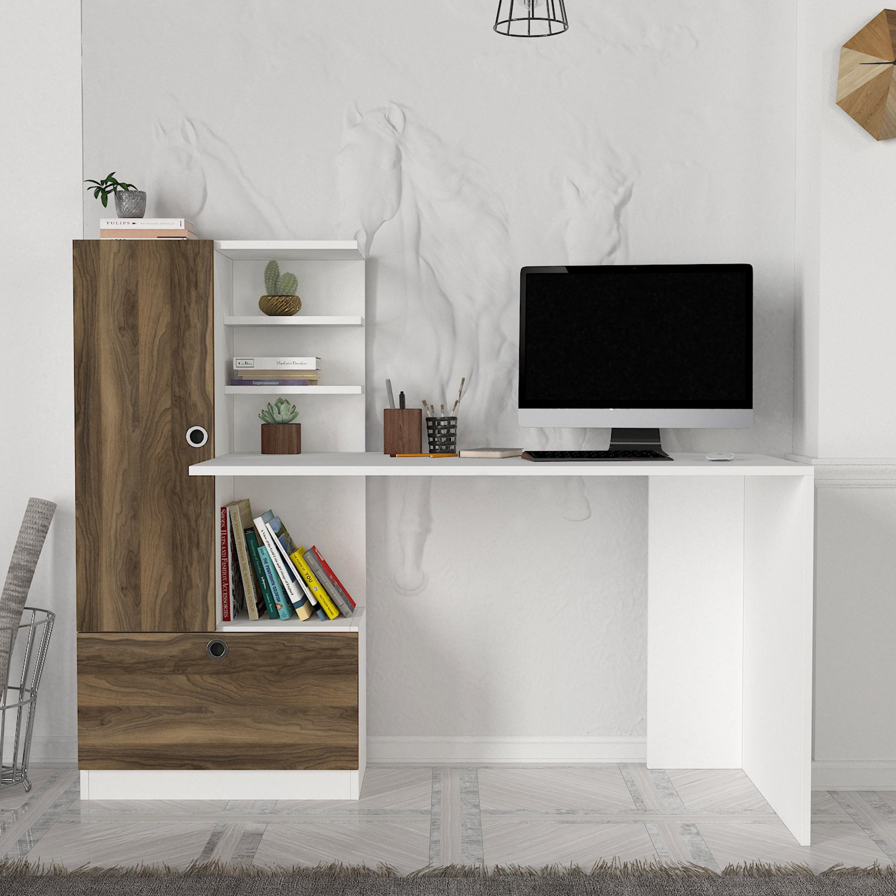مكتب ببابين وخزانة كتب من مودوليكس إستر-hbxfurniture-office-desks-image-1