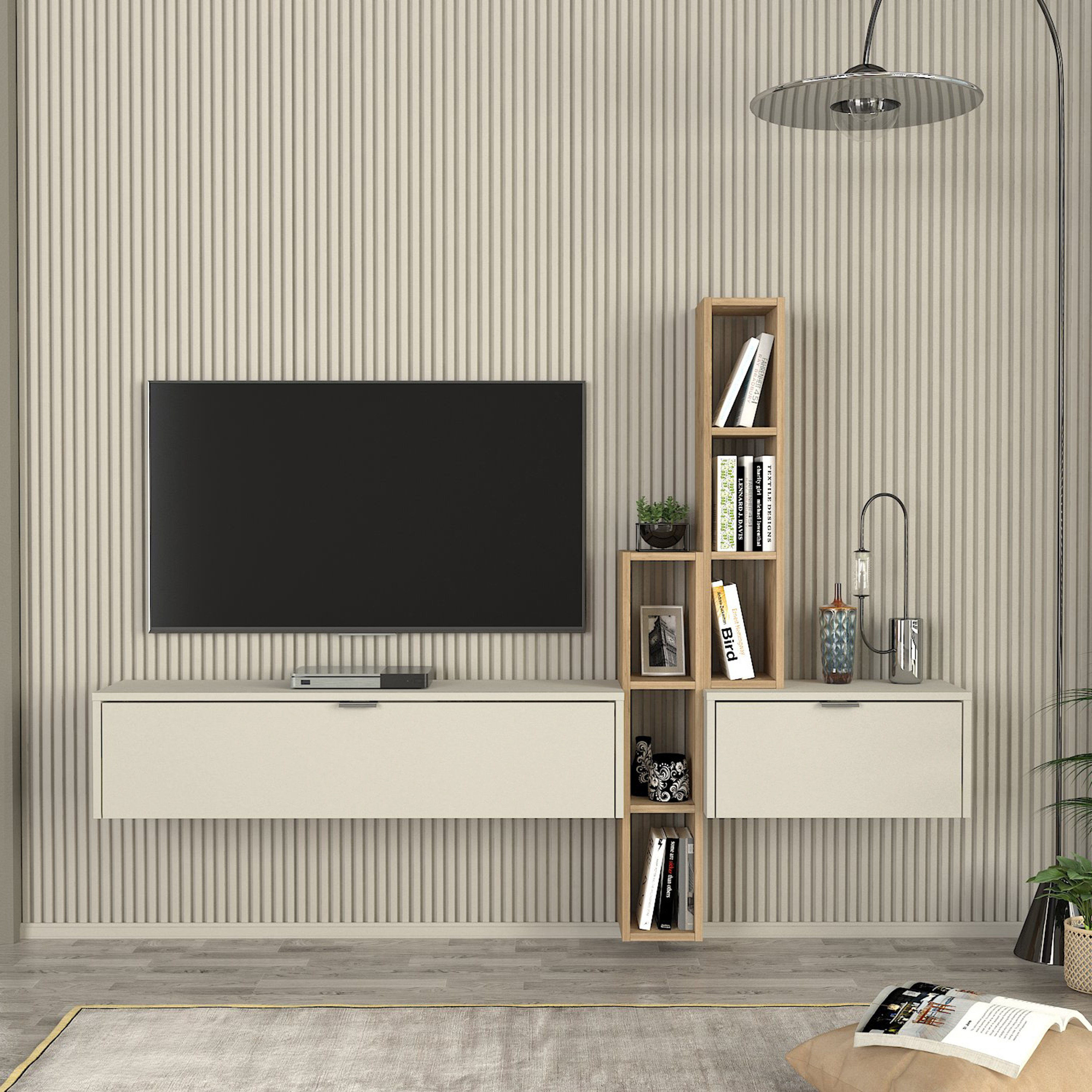 Modulix Edgar 1.8 Metre 2-Door Wall Mounted TV Unit with Shelf for TVs up to 75 inches-hbxlivingroom-mediaunitsandstorage-tvunits-image-1