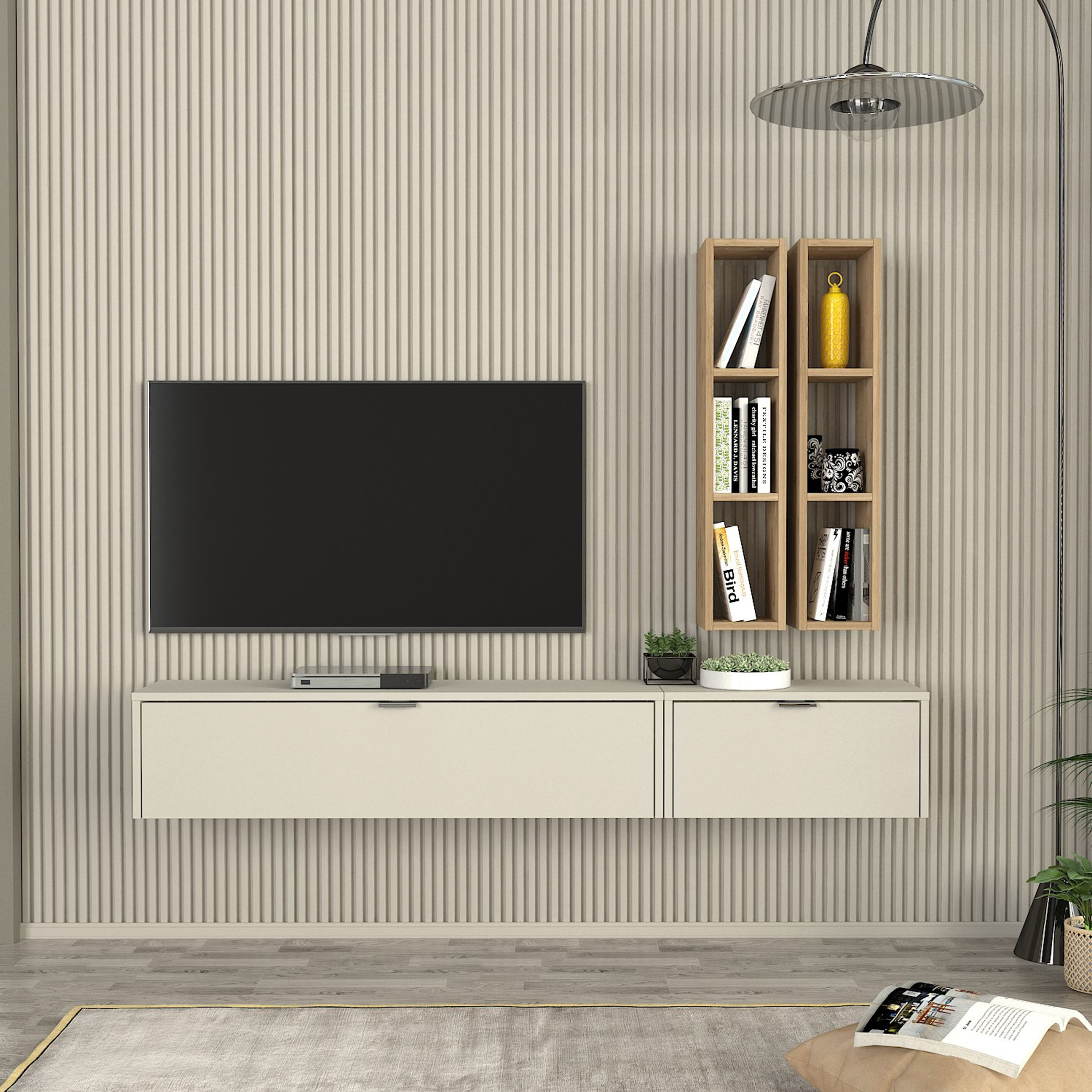 Modulix Edgar 1.8 Metre 2-Door Wall Mounted TV Unit with Shelf for TVs up to 75 inches-hbxlivingroom-mediaunitsandstorage-tvunits-image-2