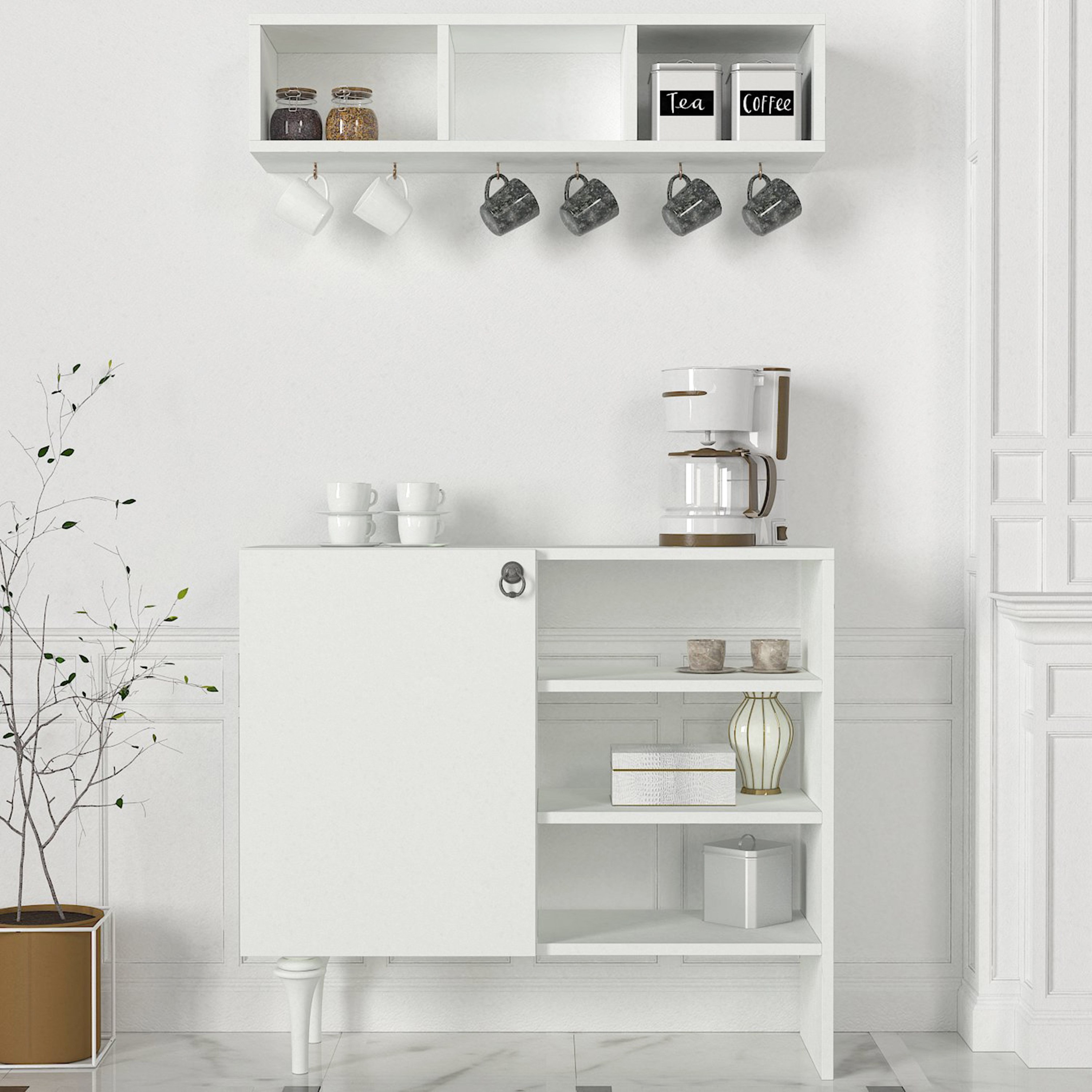 Modulix Imperio 2-Door Coffee Cabinet with Wall Mounted Shelves-hbxfurniture-diningroom-buffetsandsideboards-image-1
