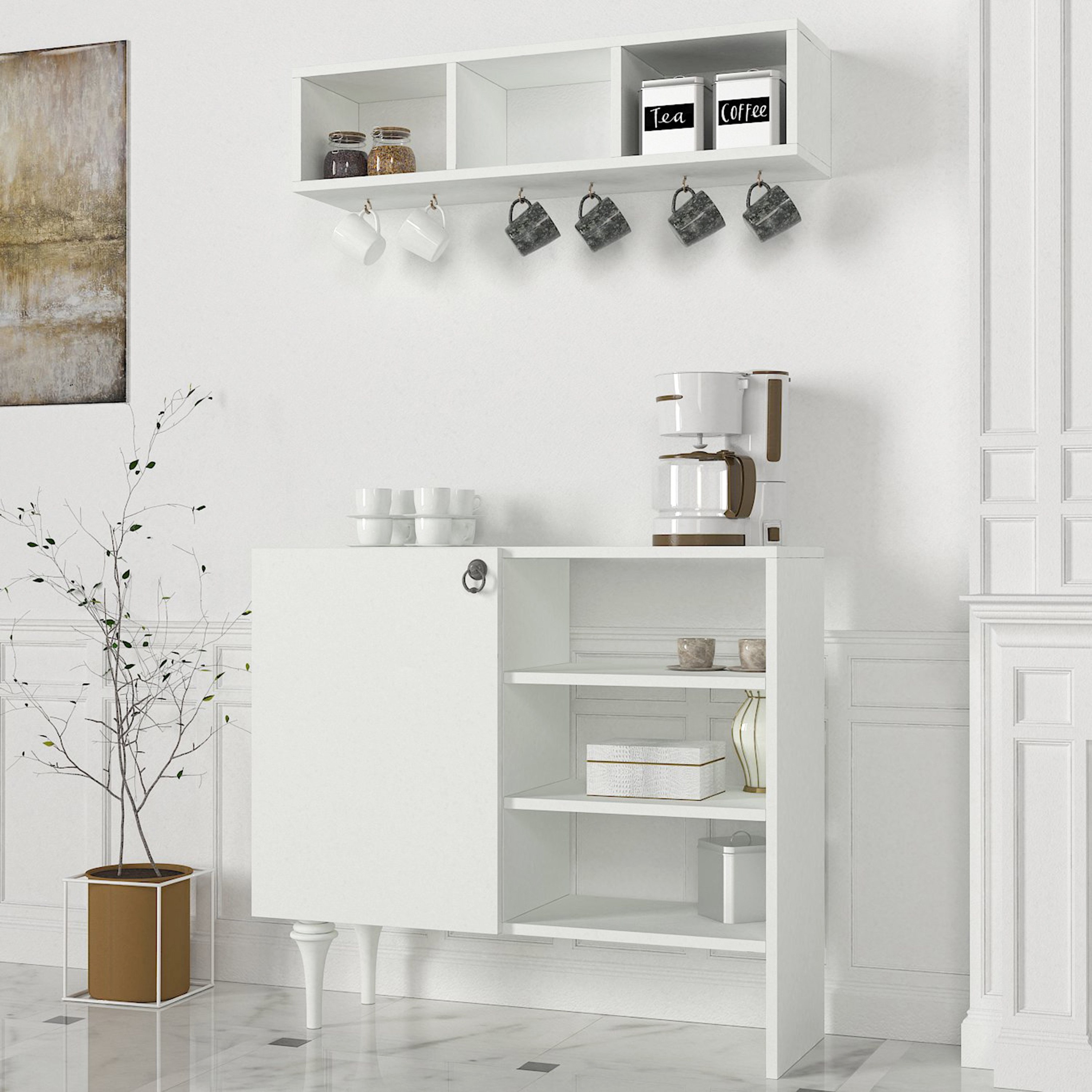 Modulix Imperio 2-Door Coffee Cabinet with Wall Mounted Shelves-hbxfurniture-diningroom-buffetsandsideboards-image-2