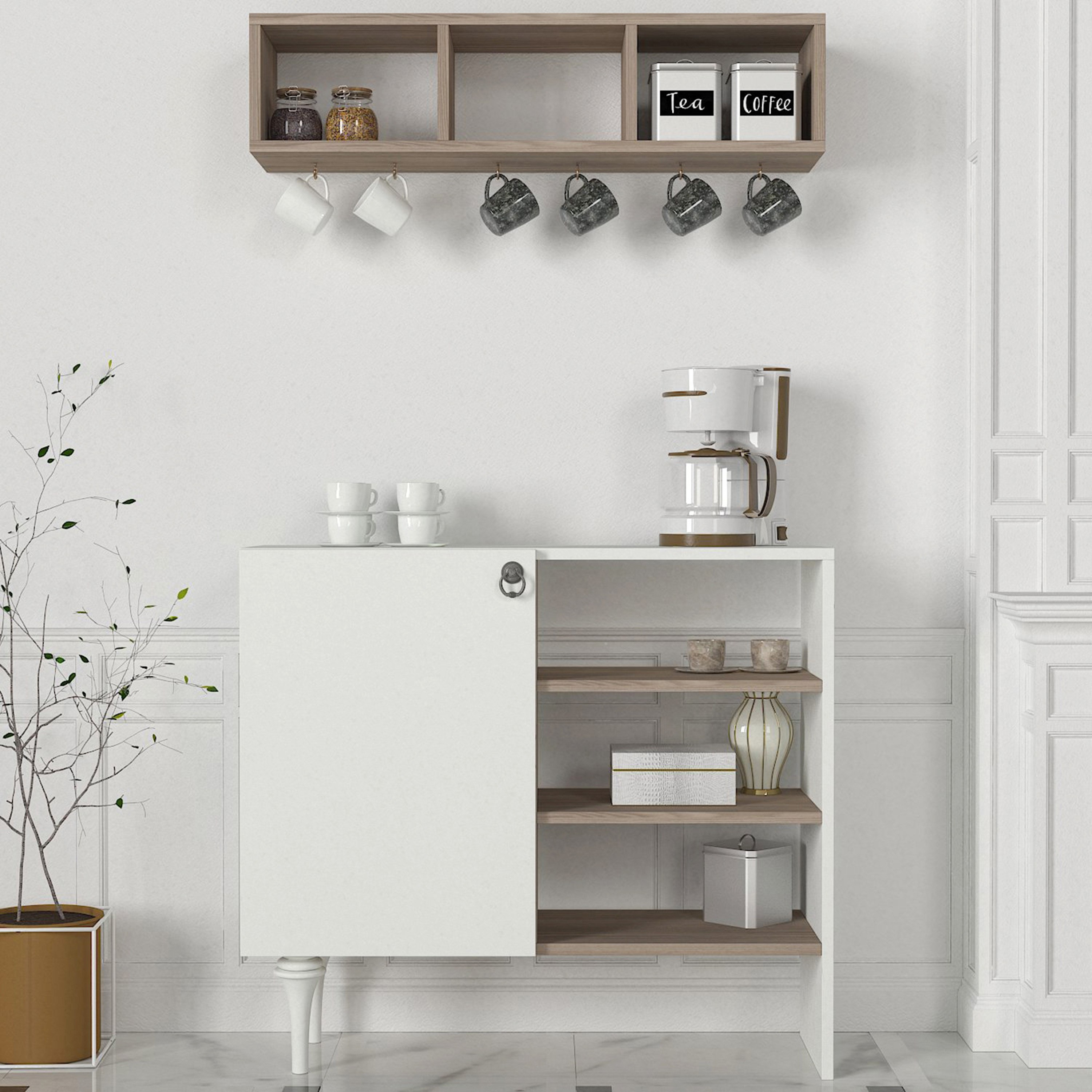 Buy Modulix Imperio 2-Door Coffee Cabinet with Wall Mounted Shelves ...