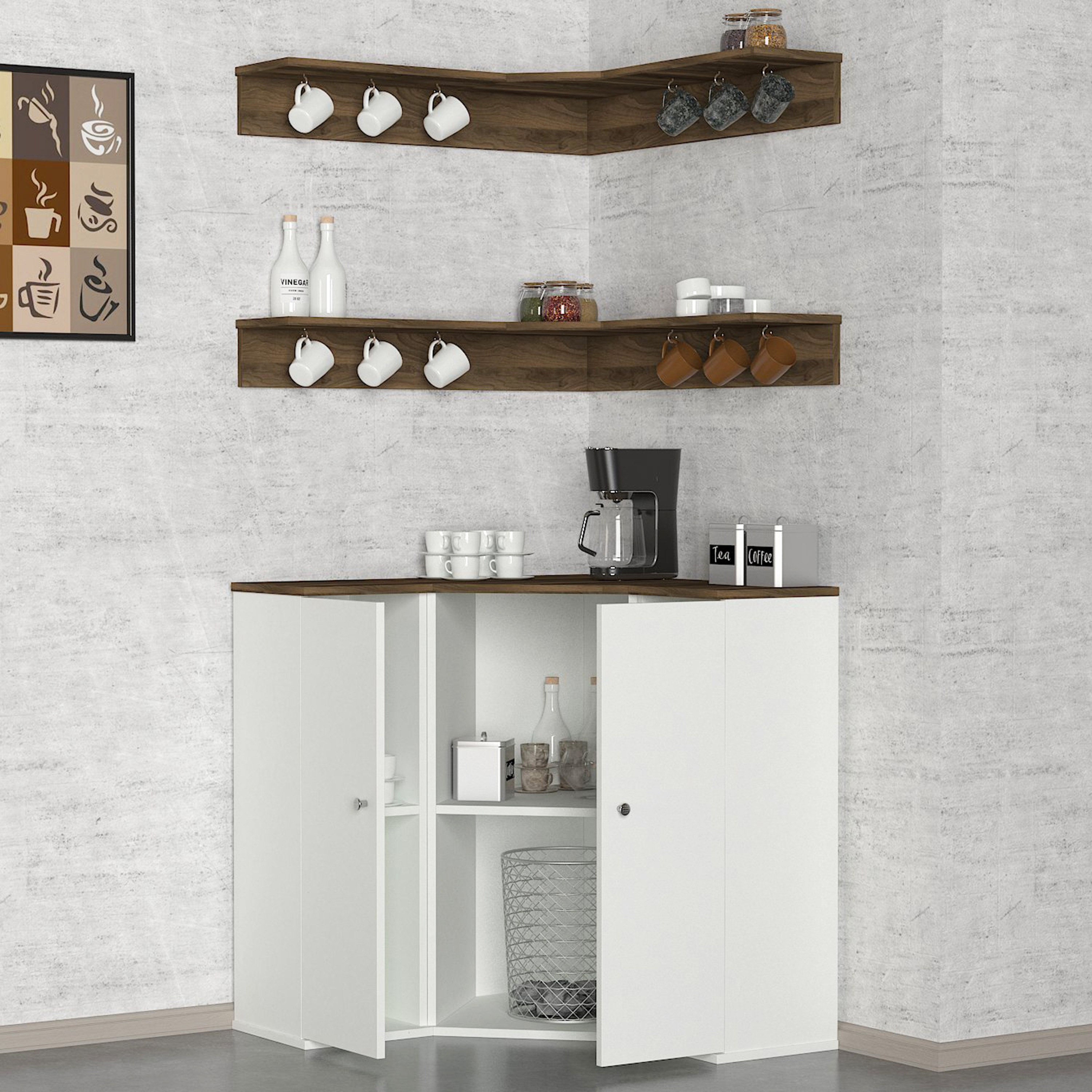 Modulix Imperio Corner 2-Door Coffee Cabinet with Wall Mounted Shelves-hbxfurniture-diningroom-buffetsandsideboards-image-3