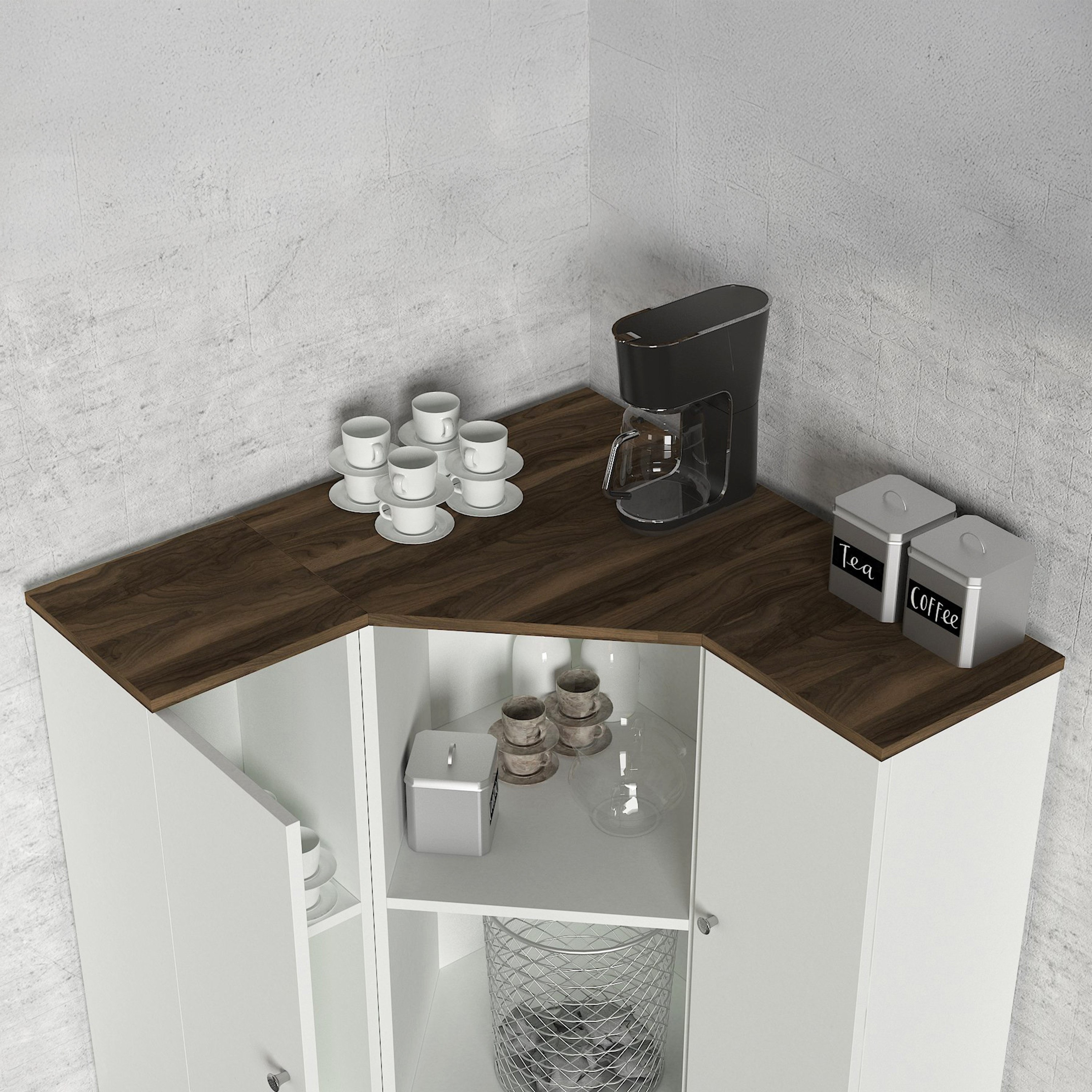 Modulix Imperio Corner 2-Door Coffee Cabinet with Wall Mounted Shelves-hbxfurniture-diningroom-buffetsandsideboards-image-4