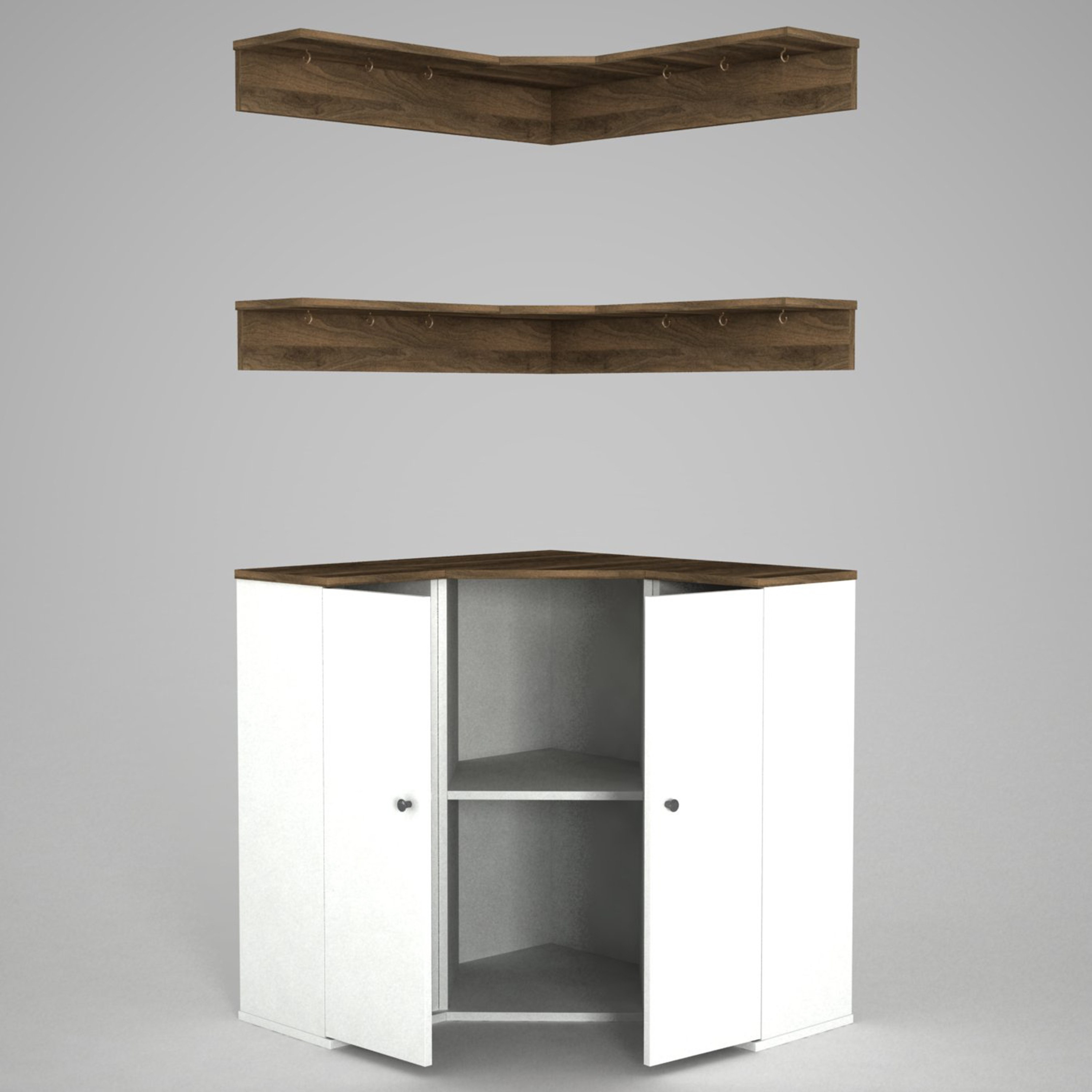 Modulix Imperio Corner 2-Door Coffee Cabinet with Wall Mounted Shelves-hbxfurniture-diningroom-buffetsandsideboards-image-7