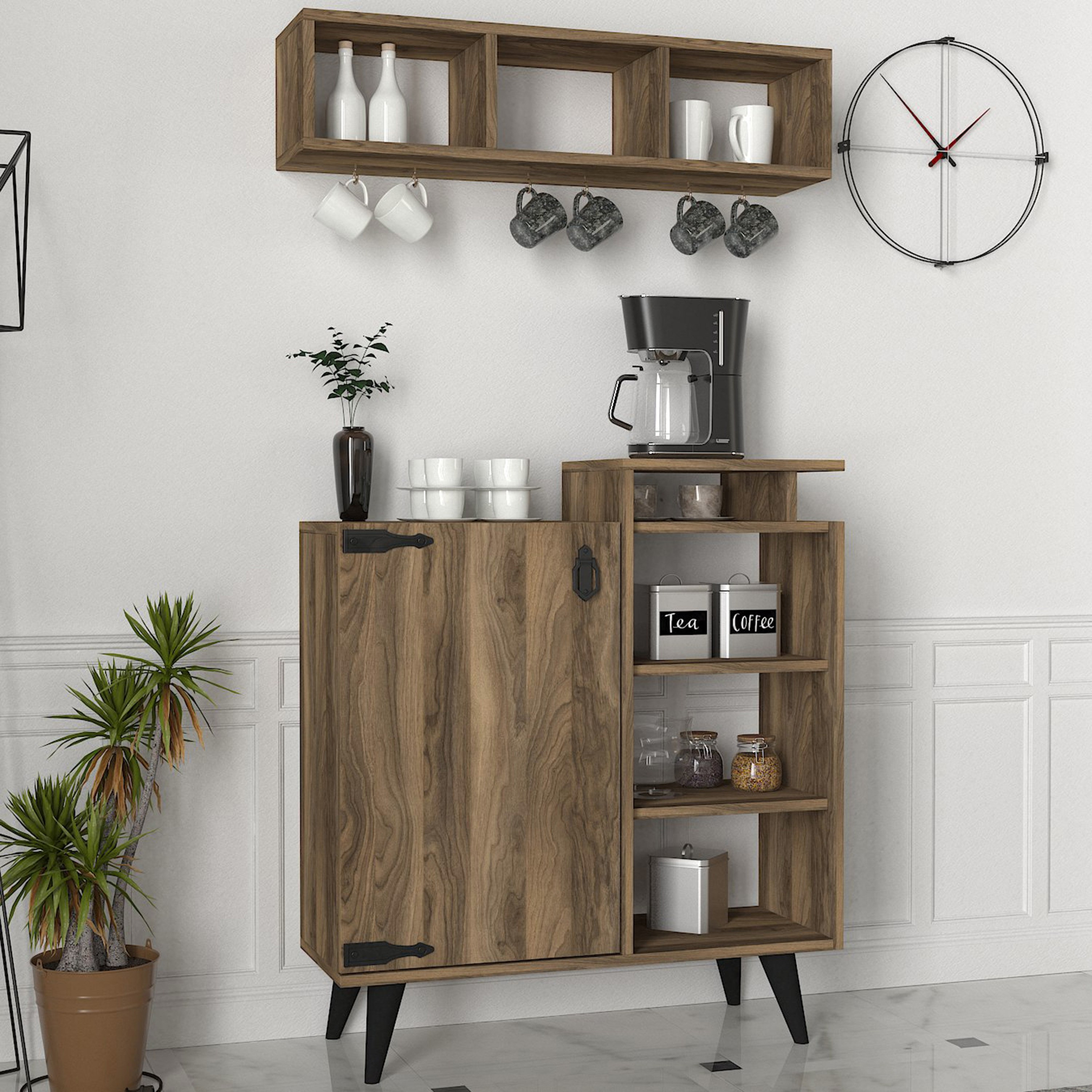 Modulix Easter 1-Door Coffee Cabinet with Wall Mounted Shelves-hbxfurniture-diningroom-buffetsandsideboards-image-2