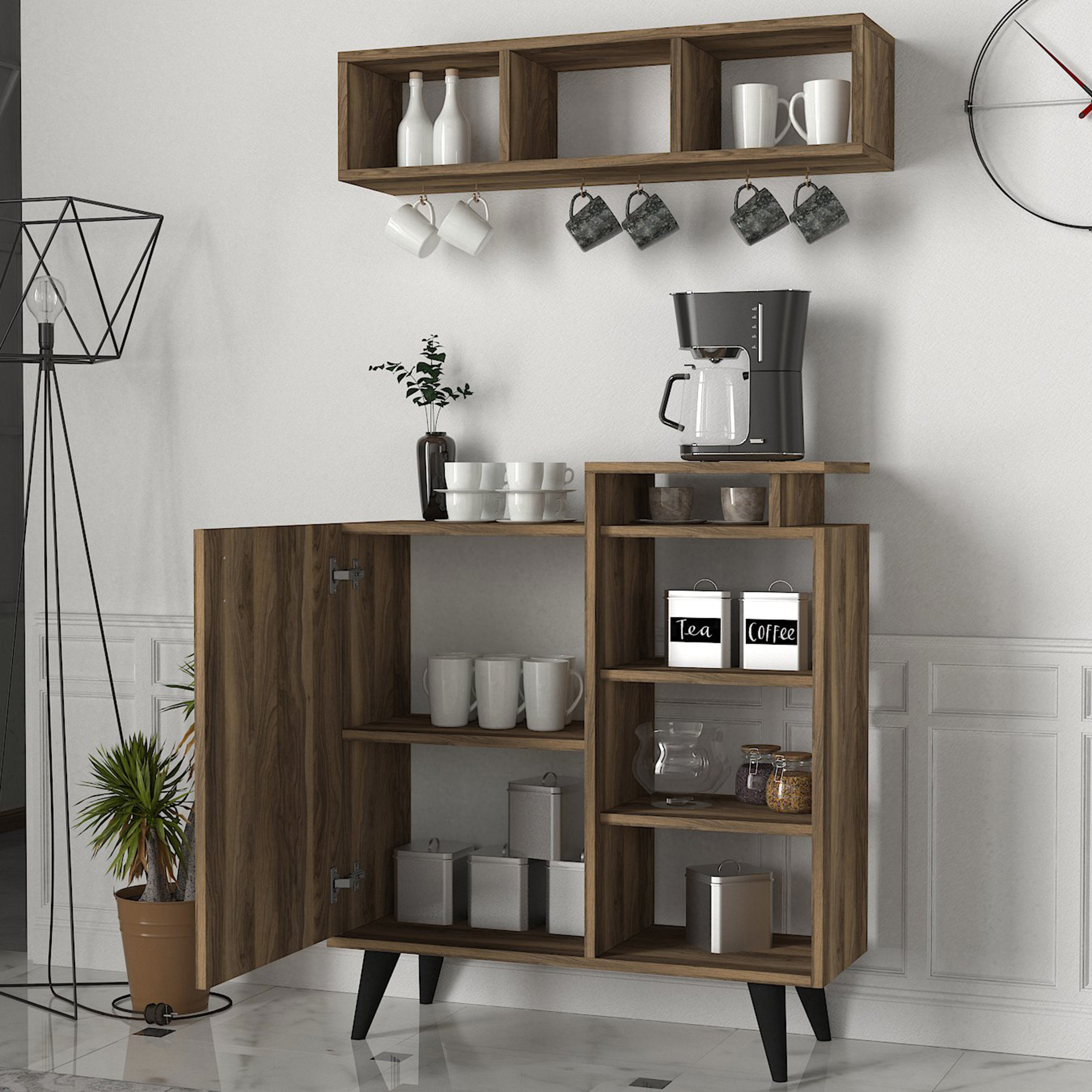 Modulix Easter 1-Door Coffee Cabinet with Wall Mounted Shelves-hbxfurniture-diningroom-buffetsandsideboards-image-3